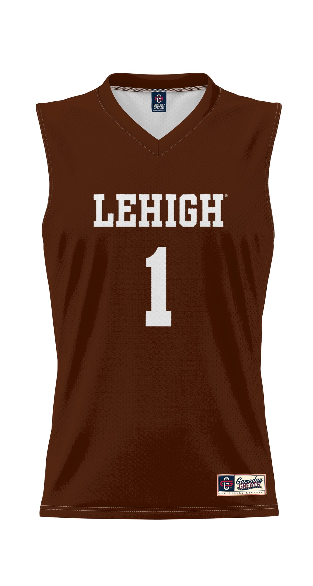 #1 Lehigh Mountain Hawks Lightweight Basketball Jersey Brown - front view