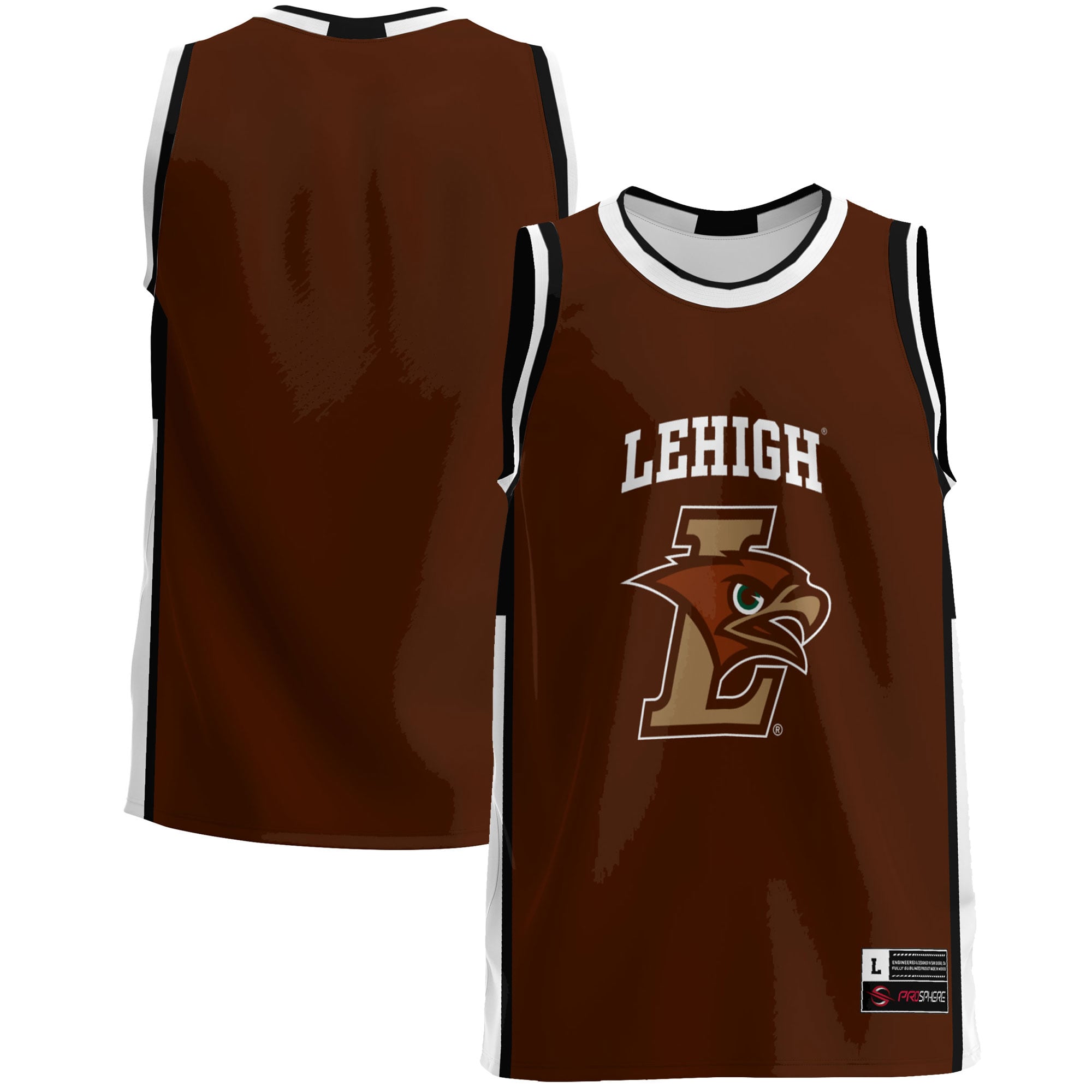 Lehigh Mountain Hawks Lightweight Basketball Jersey Brown - front and back view