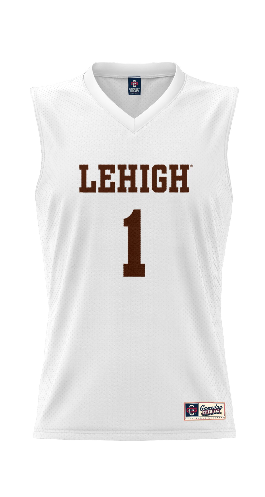 #1 Lehigh Mountain Hawks Youth Lightweight Basketball Jersey White - front view