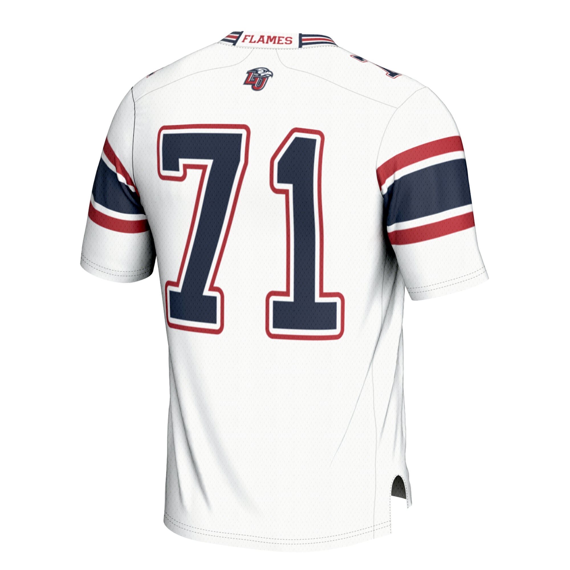 #71 Liberty Flames Football Jersey - White - back view