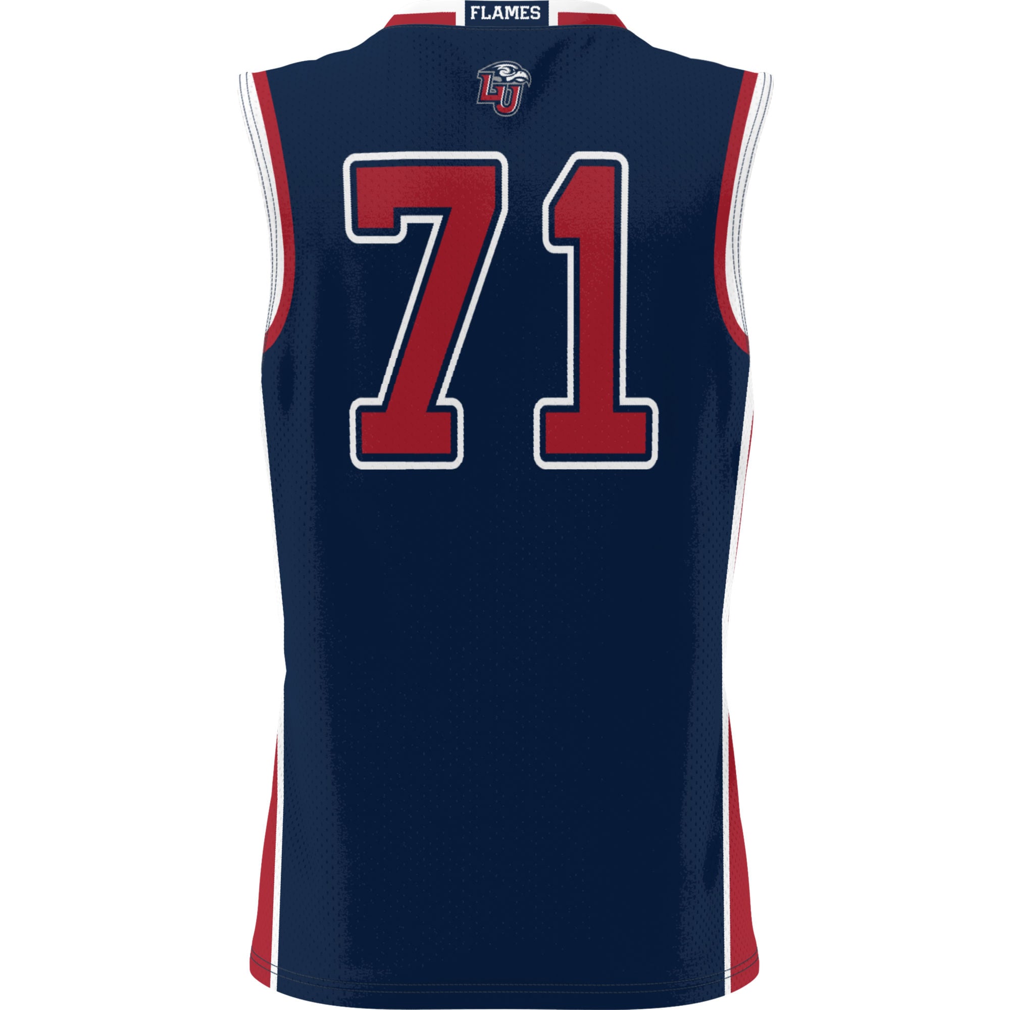 #71 Liberty Flames Youth Lightweight Basketball Jersey Navy - back view