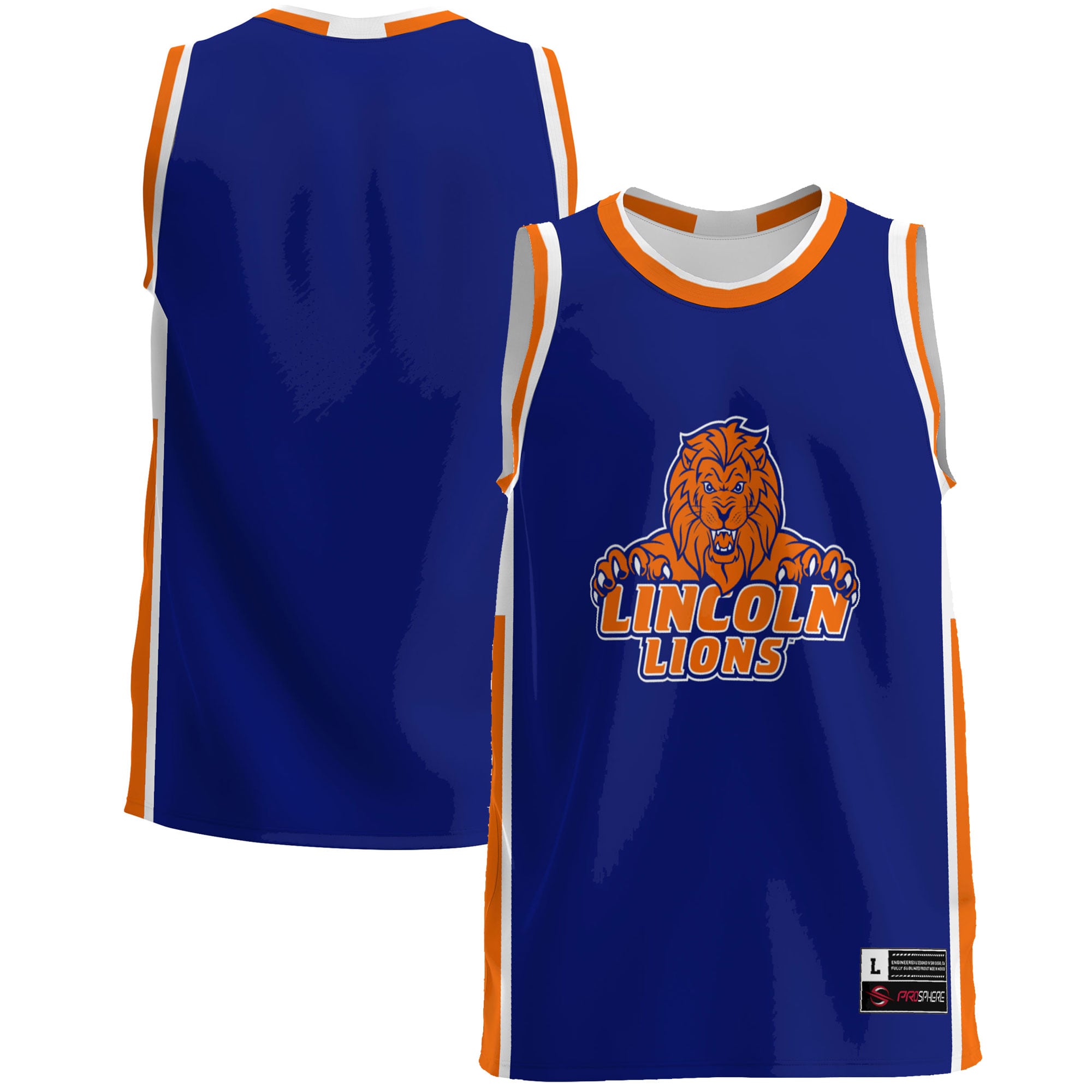 Lincoln Lions Lightweight Basketball Jersey Blue - front and back view
