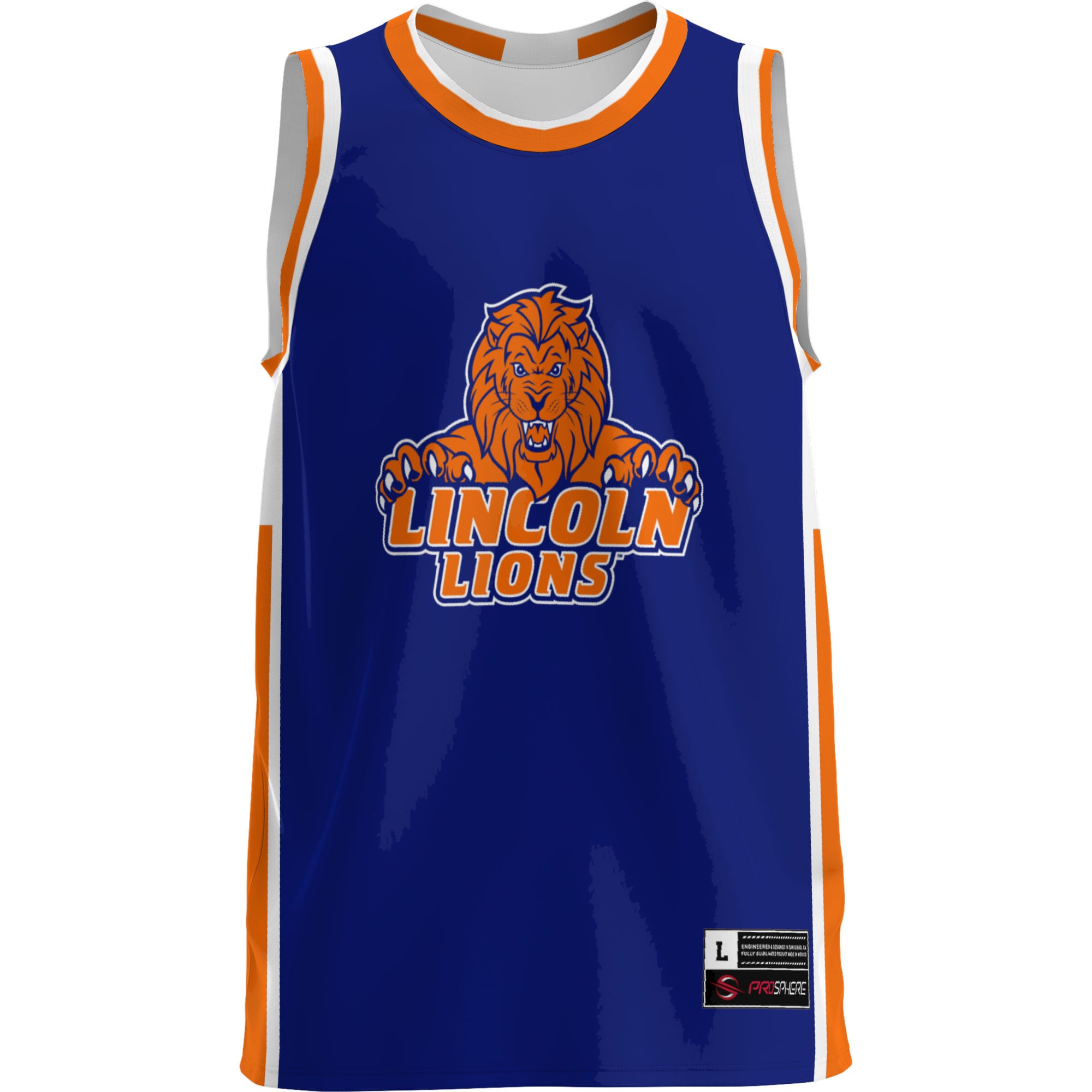 Lincoln Lions Lightweight Basketball Jersey Blue - front view