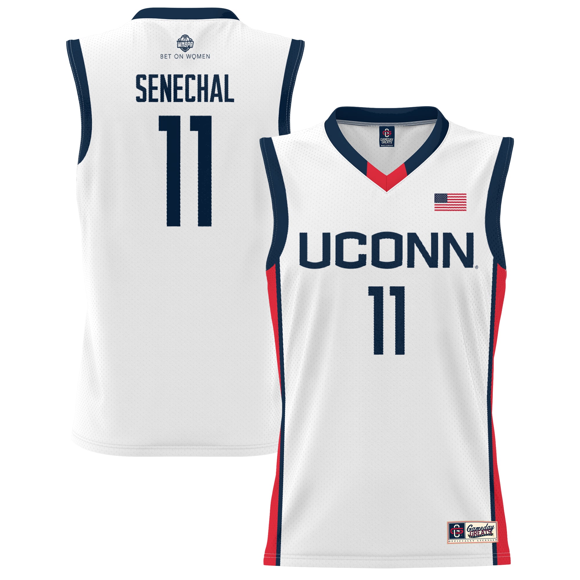 Lou Lopez-Senechal UConn Huskies Unisex Lightweight Basketball Alumni Jersey - front and back view