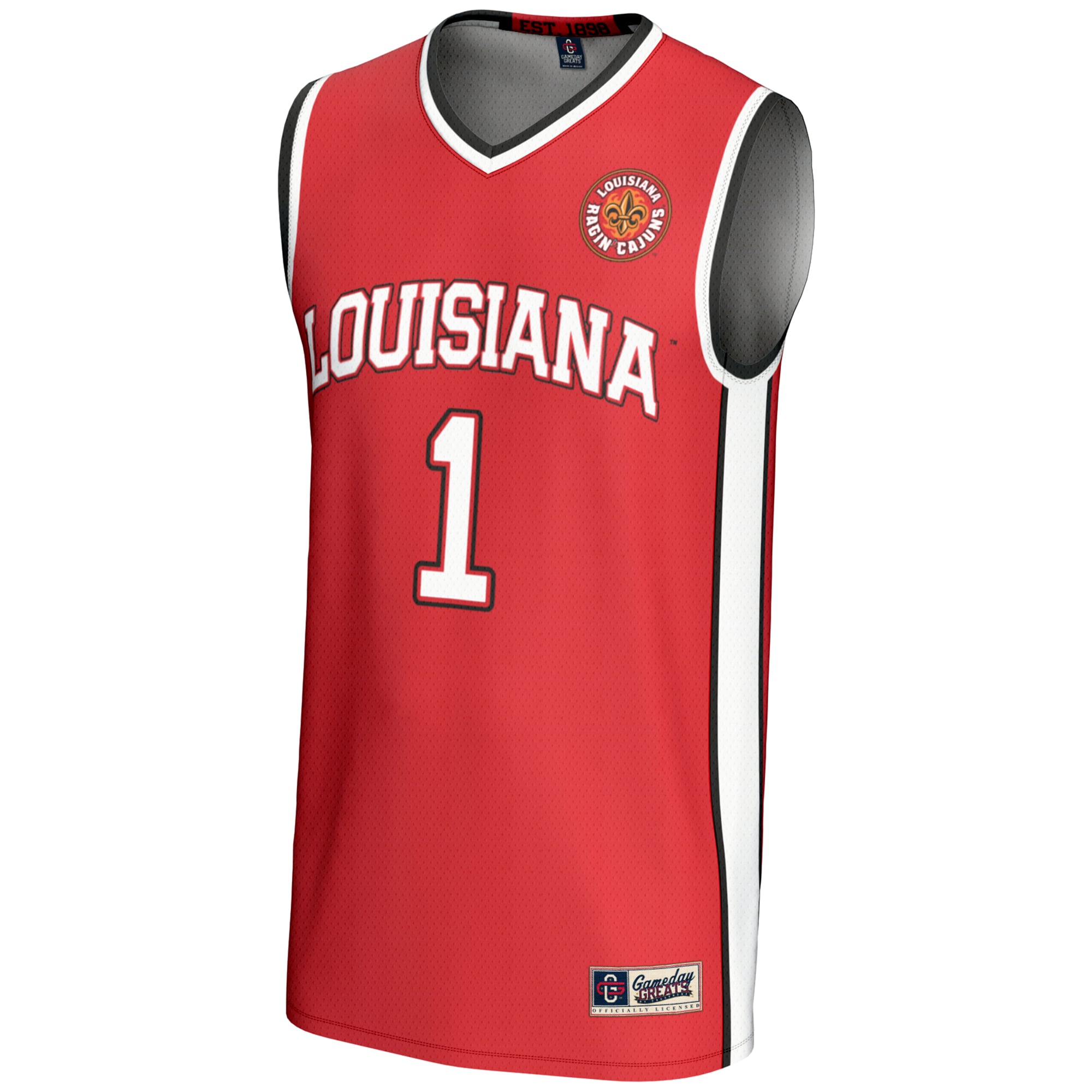 #1 Louisiana Ragin' Cajuns Unisex Lightweight Basketball Jersey Cardinal - front view