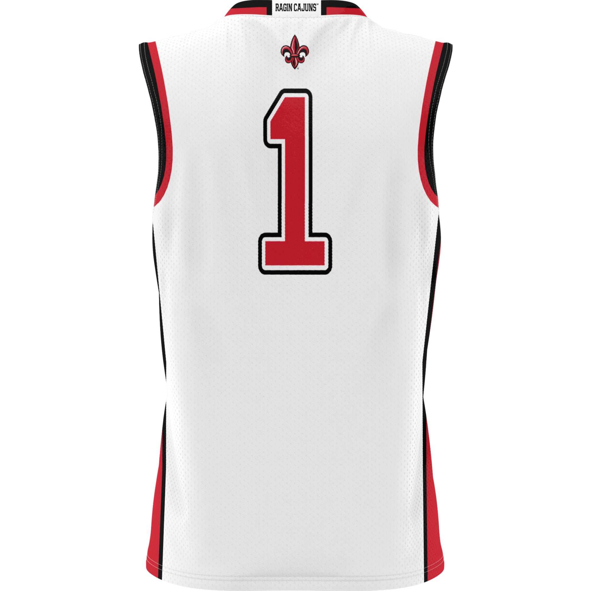#1 Louisiana Ragin' Cajuns Unisex Lightweight Basketball Jersey White - back view