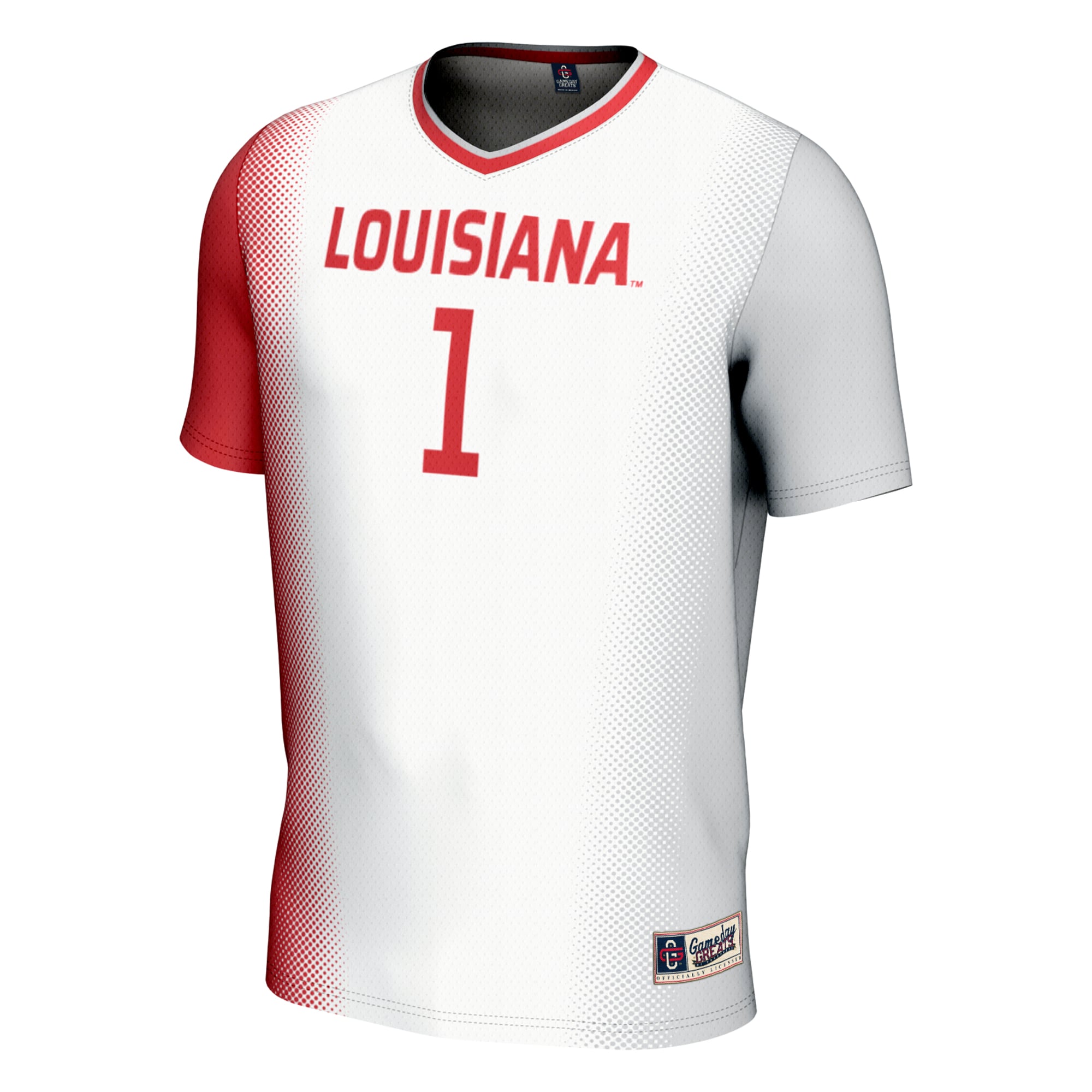 #1 Louisiana Ragin' Cajuns Unisex Lightweight Soccer Jersey White - front view