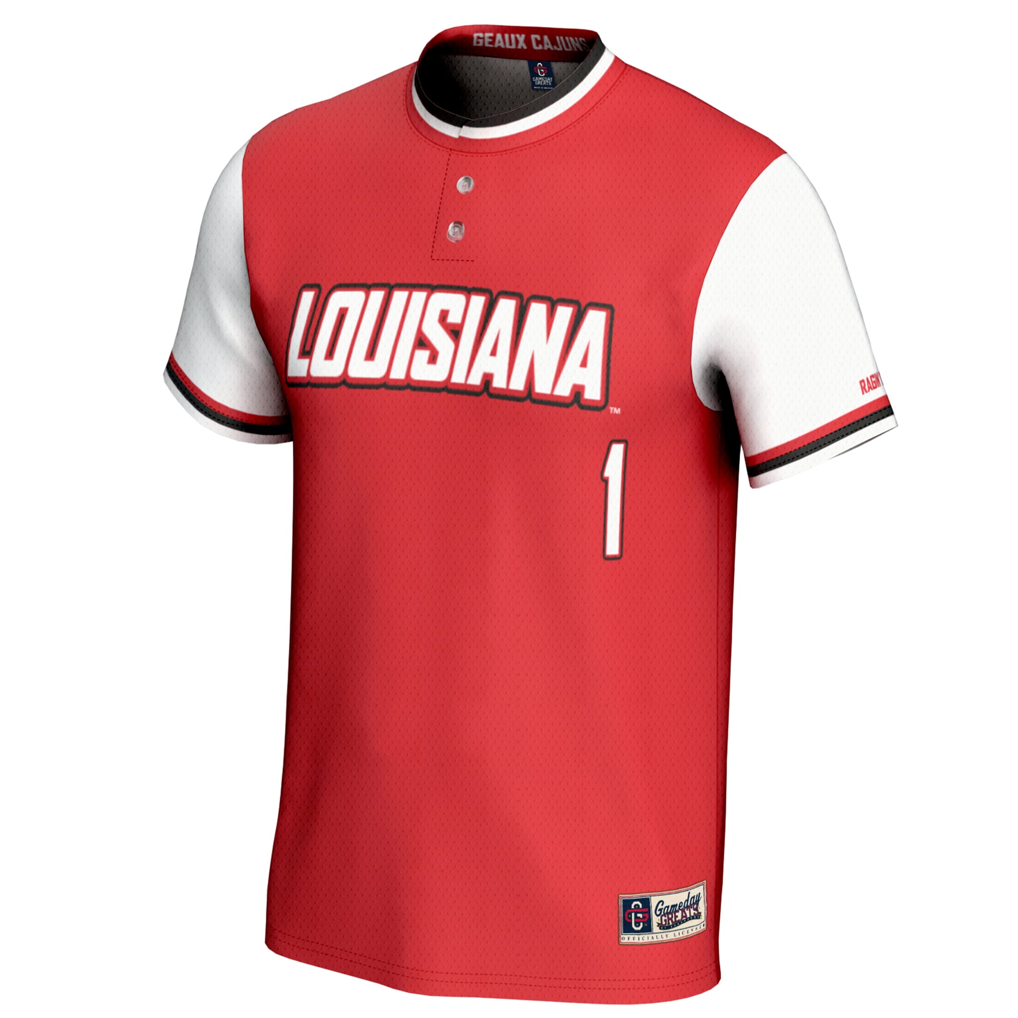 #1 Louisiana Ragin' Cajuns Unisex Lightweight Softball Jersey Cardinal - front view