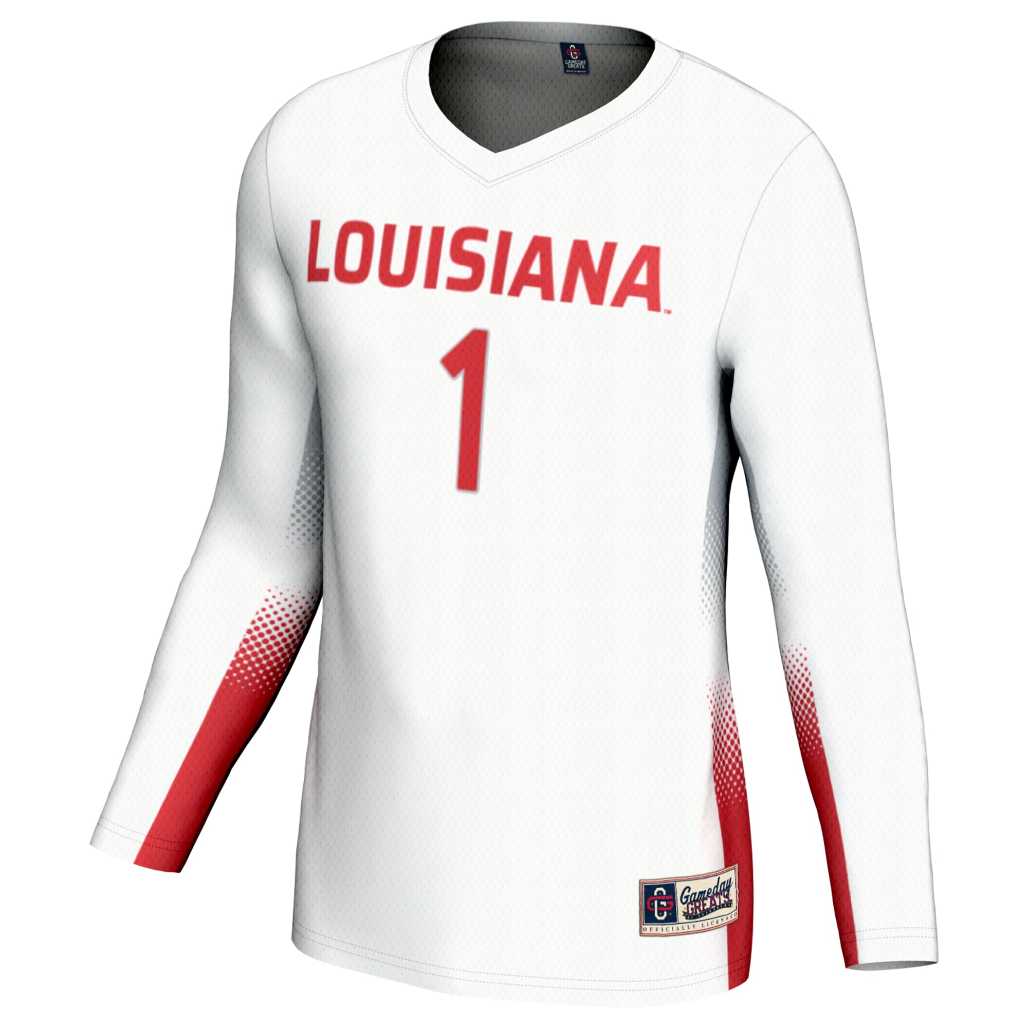 #1 Louisiana Ragin' Cajuns Unisex Lightweight Volleyball Jersey White - front view