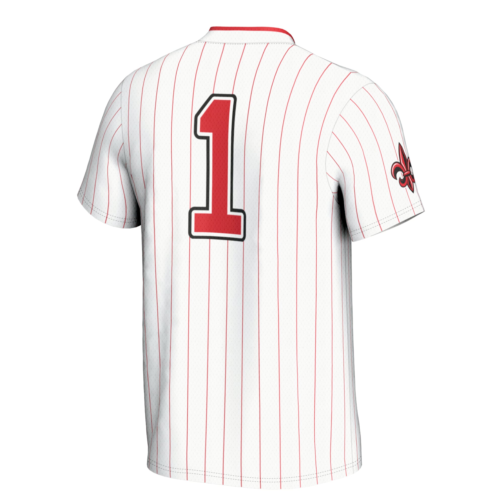 #1 Louisiana Ragin' Cajuns Youth Lightweight Softball Jersey White - back view