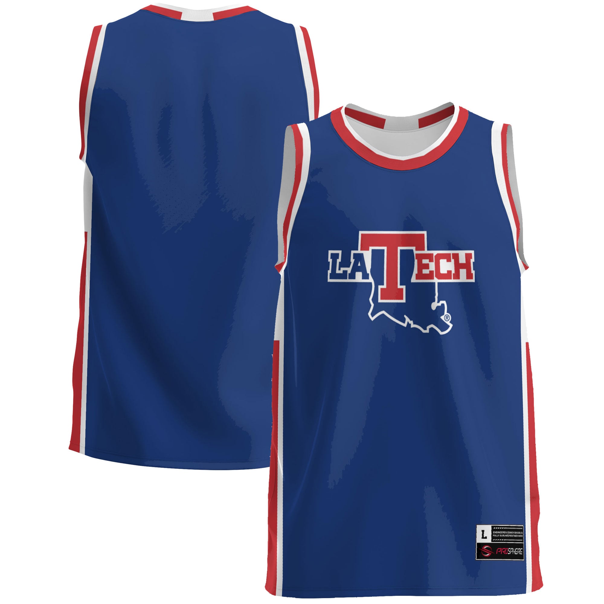 Louisiana Tech Bulldogs Lightweight Basketball Jersey Blue - front and back view