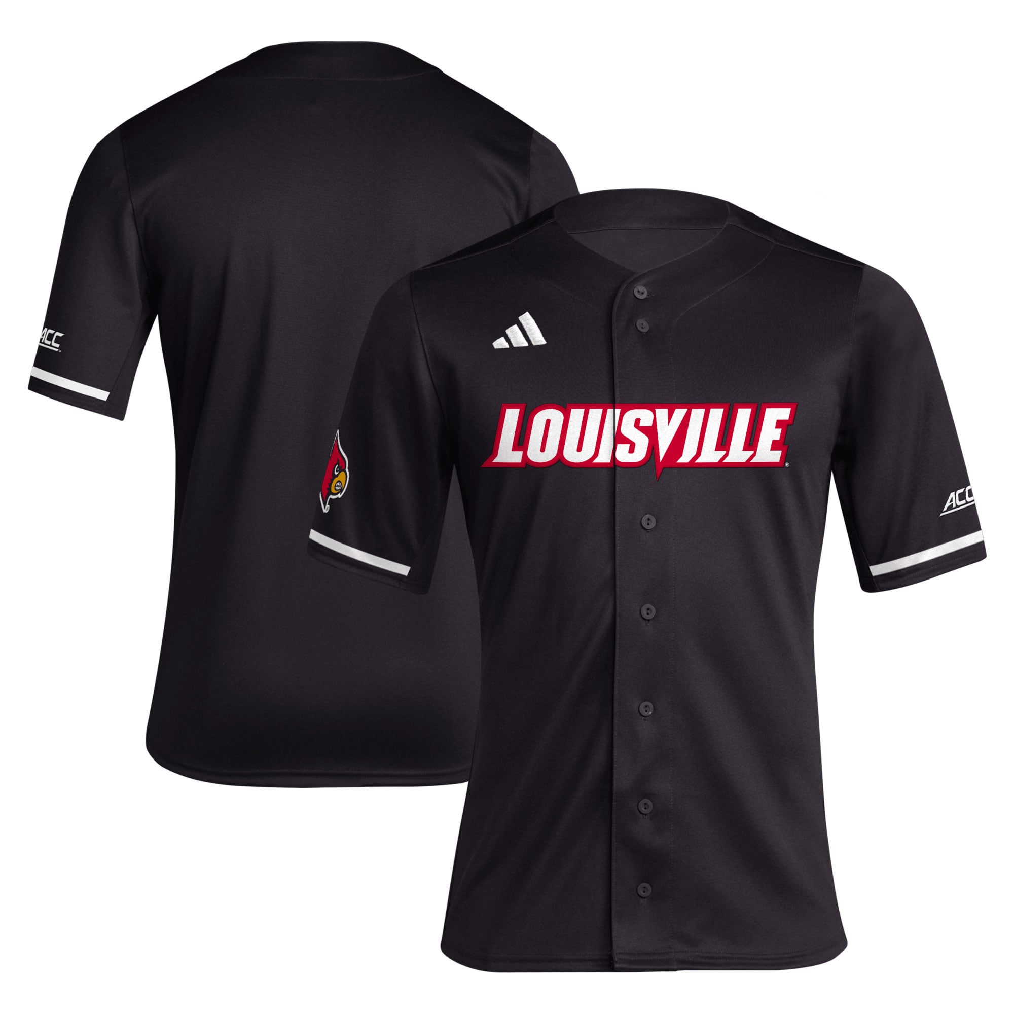 Louisville Cardinals Baseball Jersey Black - front and back view