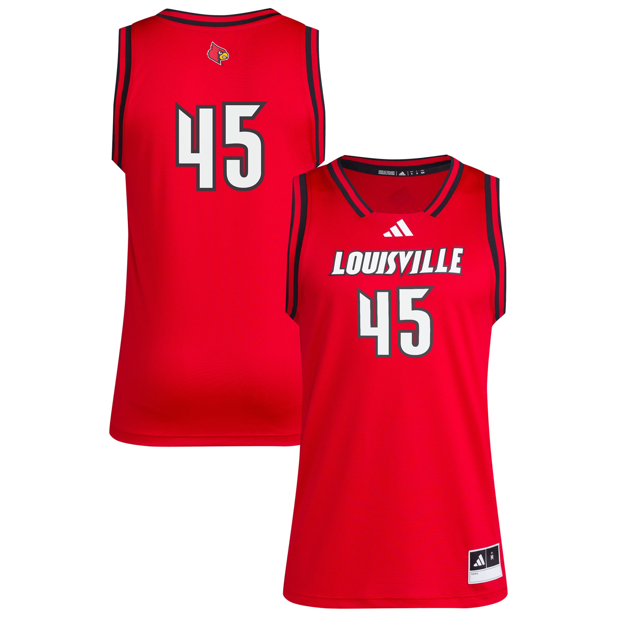 #45 Louisville Cardinals Jersey Red - front and back view