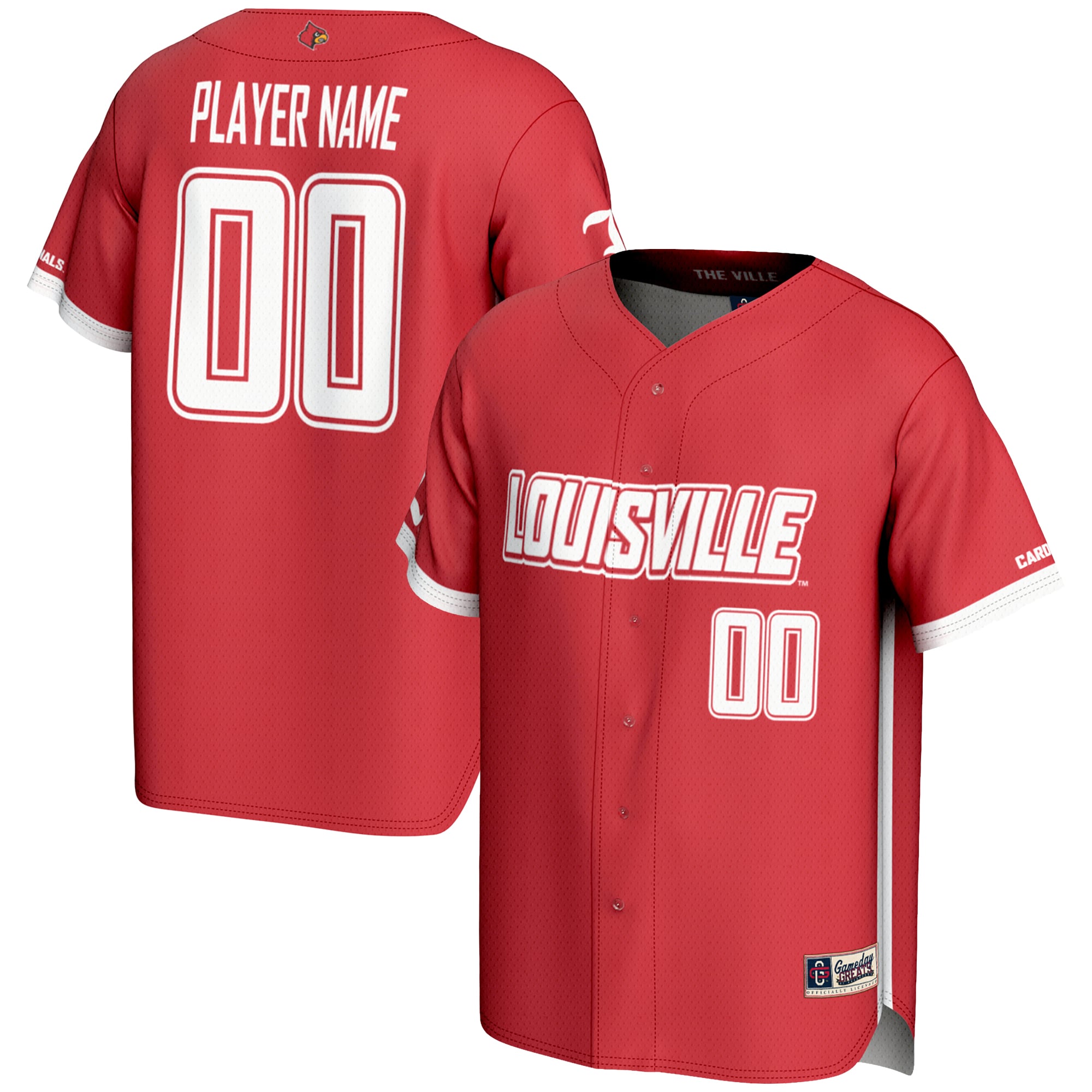 Louisville Cardinals Lightweight Baseball Jersey Red - front and back view