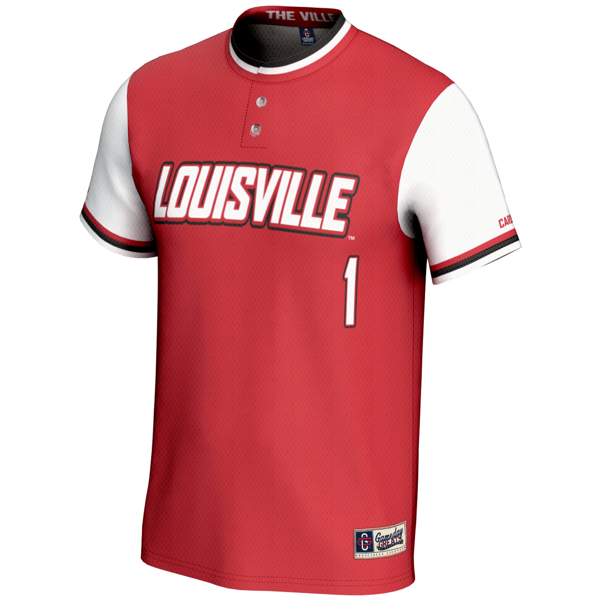 #1 Louisville Cardinals Unisex Lightweight Softball Jersey Red - front view