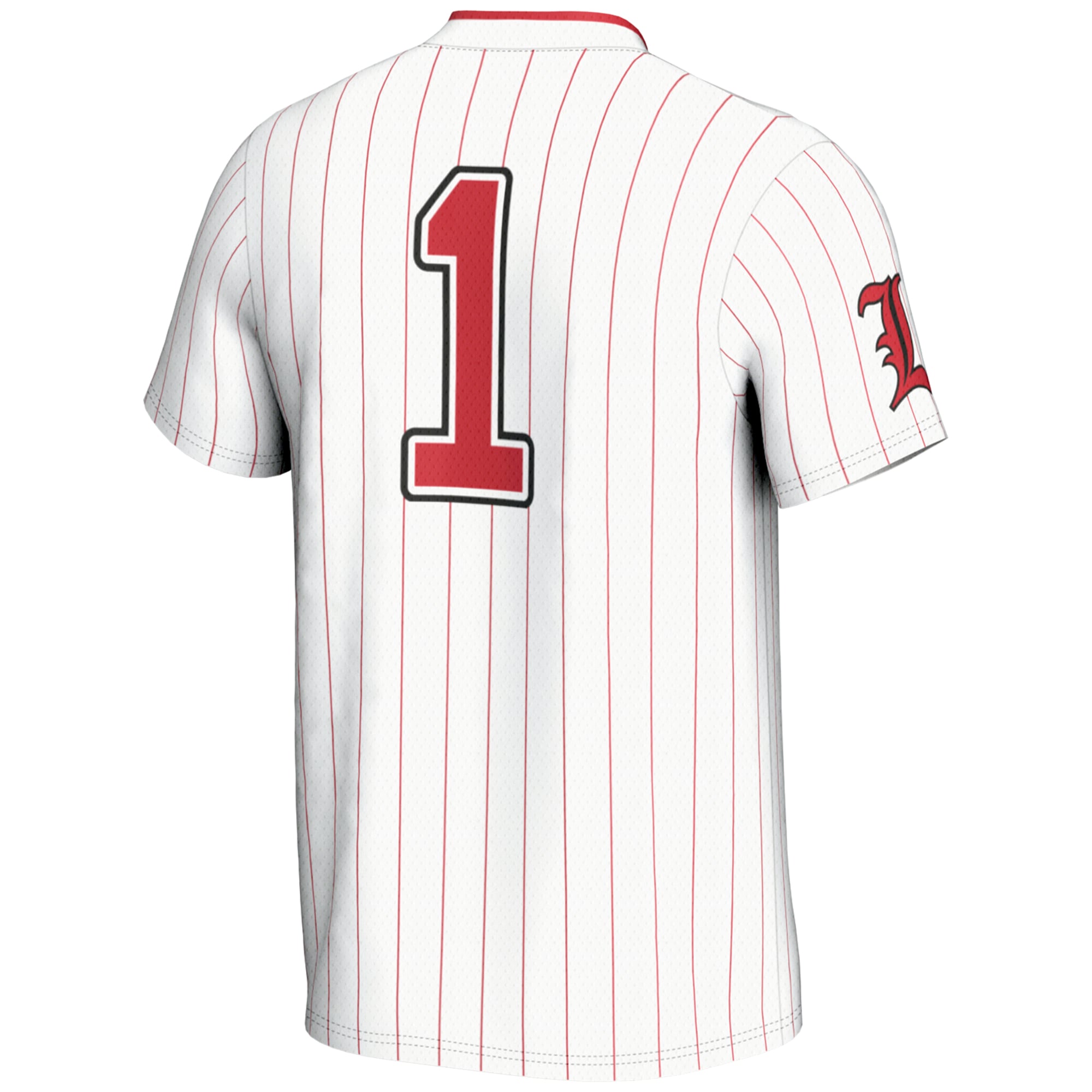 #1 Louisville Cardinals Unisex Lightweight Softball Jersey White - back view