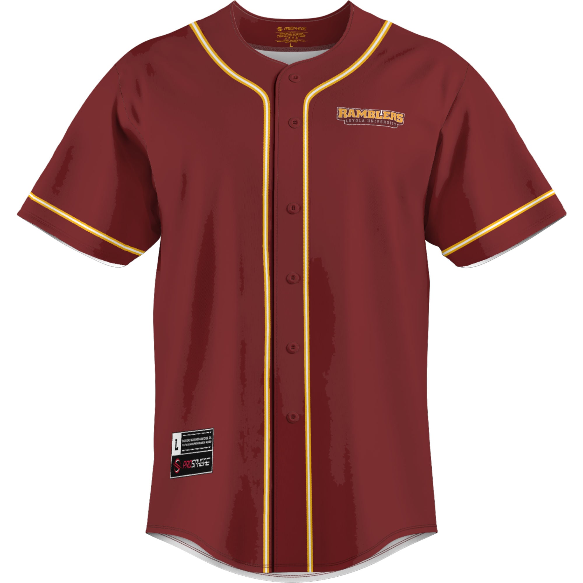 Loyola Chicago Ramblers Lightweight Baseball Jersey Maroon - front view