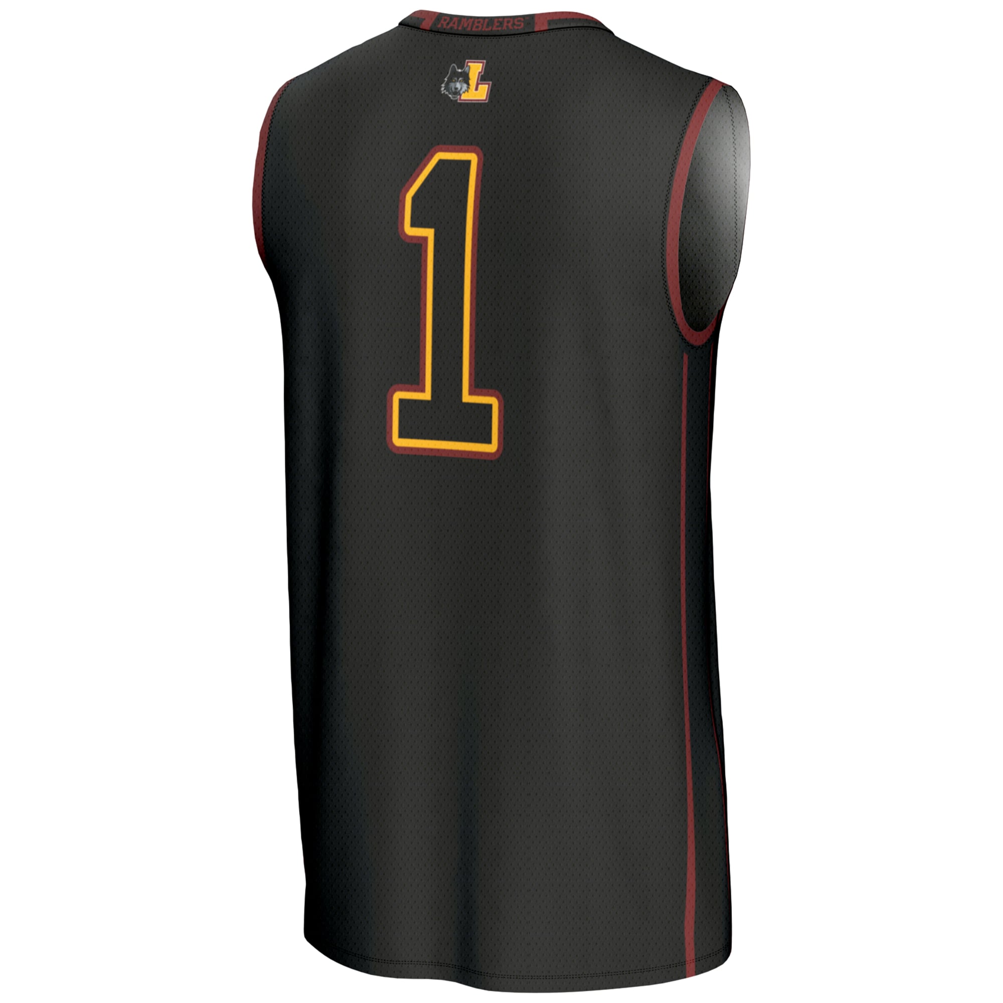 #1 Loyola Chicago Ramblers Lightweight Basketball Jersey Black - back view