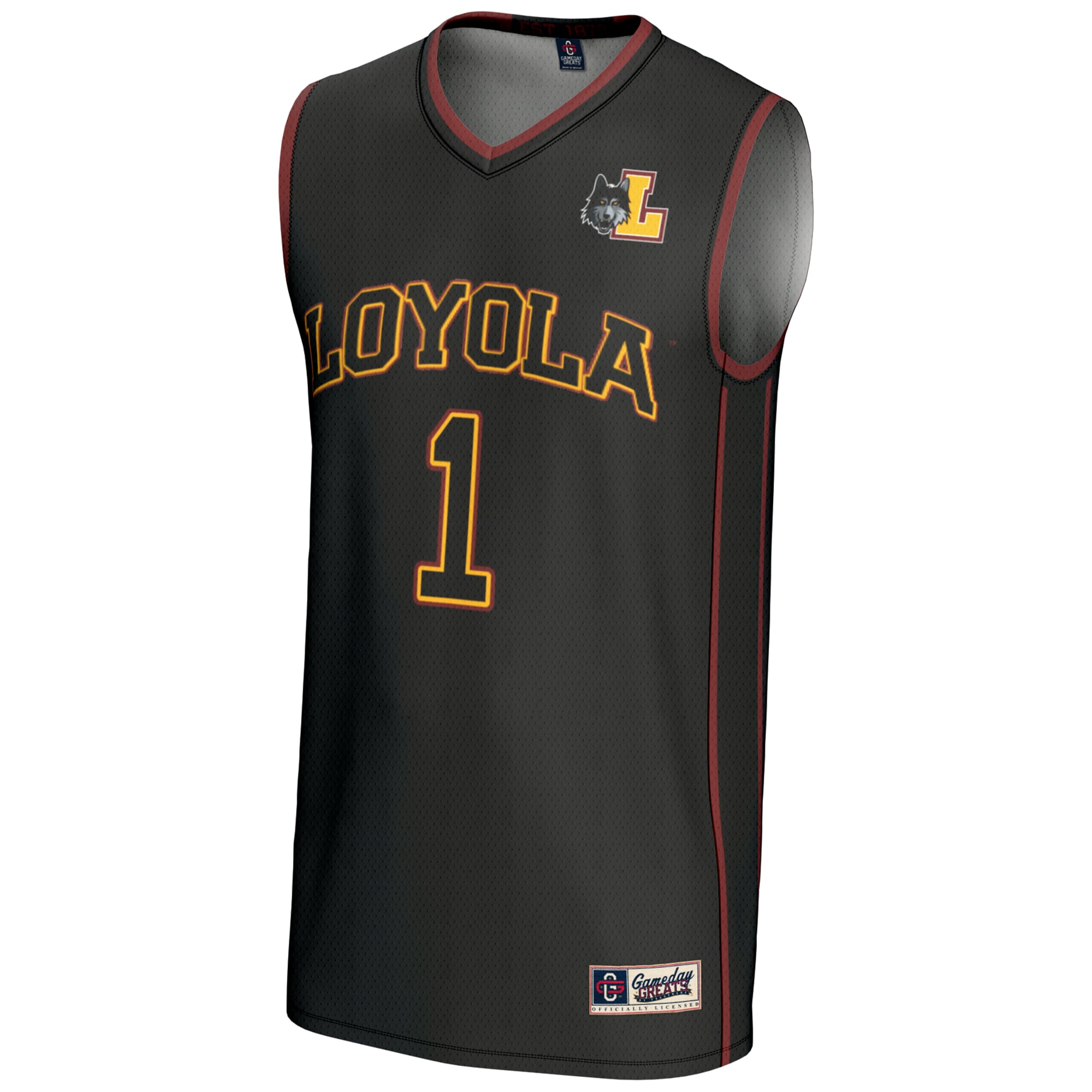 #1 Loyola Chicago Ramblers Lightweight Basketball Jersey Black - front view