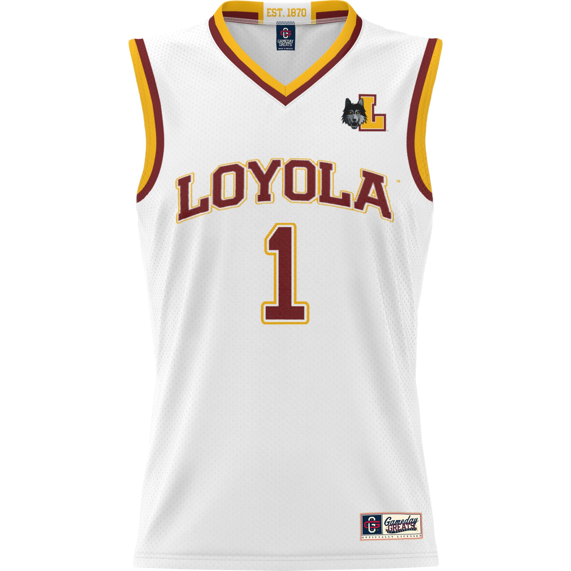 #1 Loyola Chicago Ramblers Lightweight Basketball Jersey White - front view
