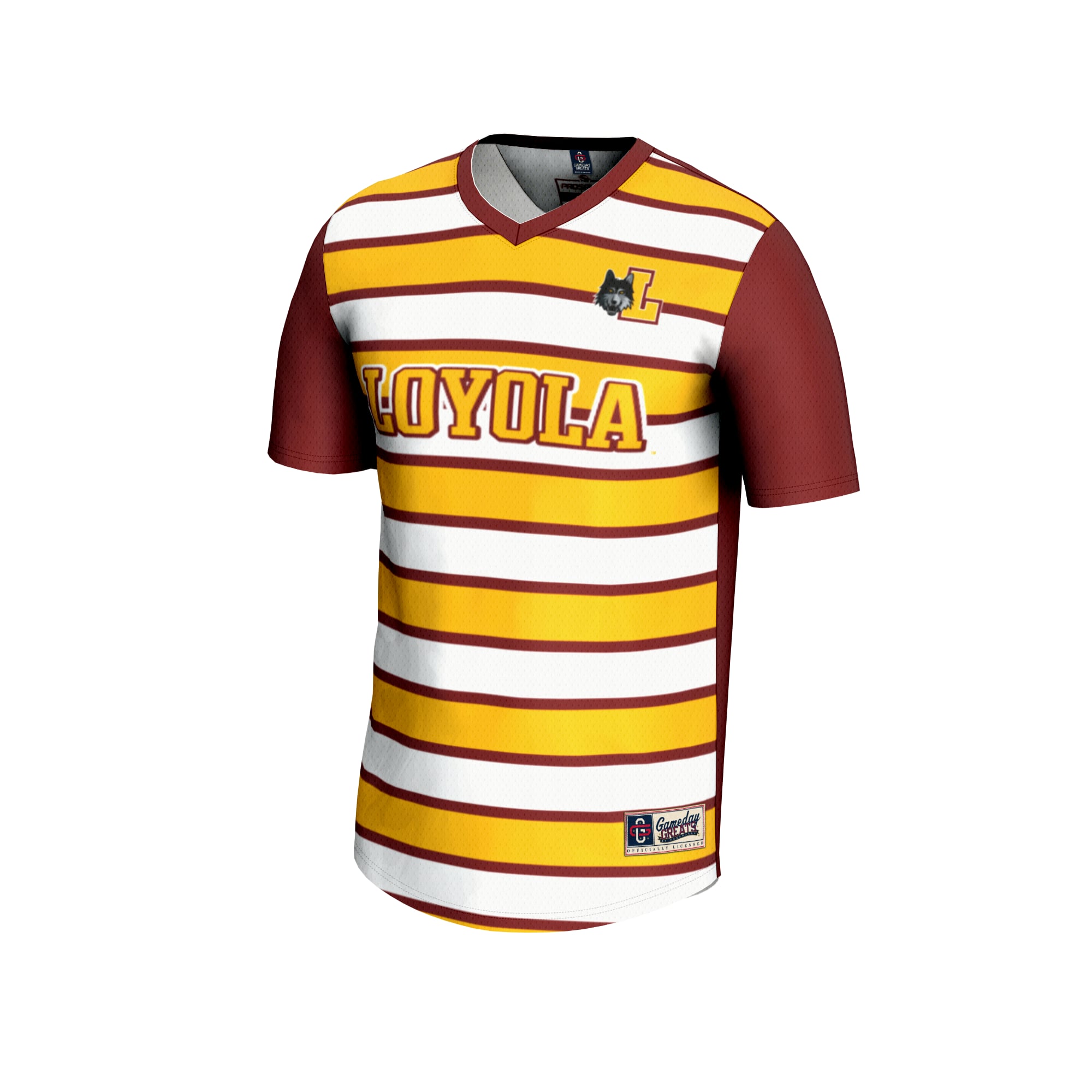 #1 Loyola Chicago Ramblers Unisex Lightweight Soccer Fashion Jersey Maroon - front view