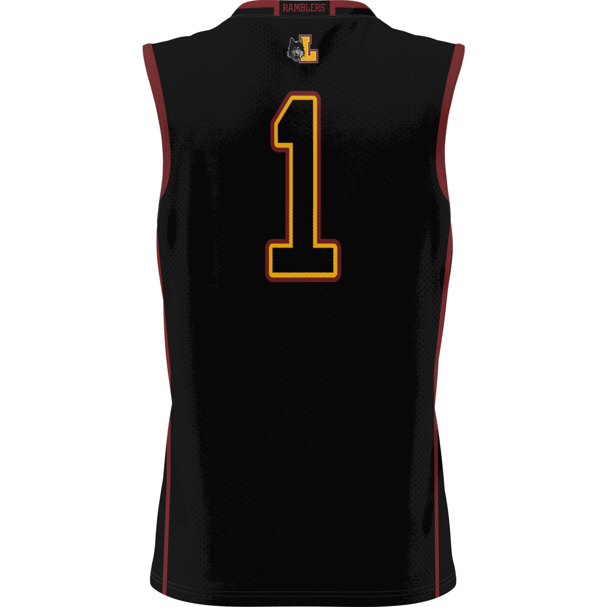 #1 Loyola Chicago Ramblers Youth Lightweight Basketball Jersey Black - back view