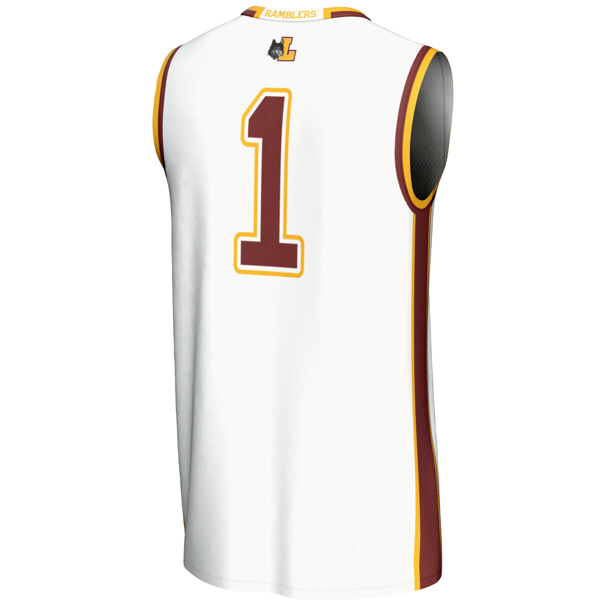 #1 Loyola Chicago Ramblers Youth Lightweight Basketball Jersey White - back view