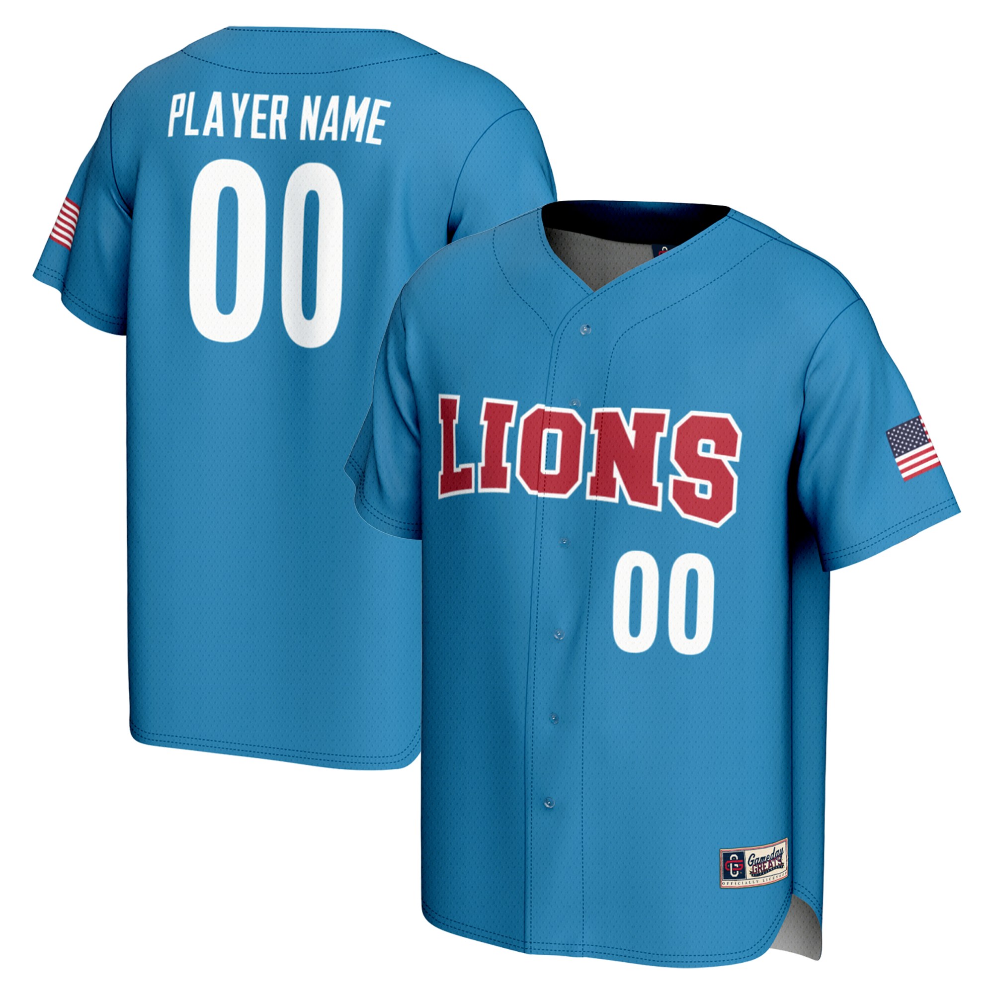 Loyola Marymount Lions Lightweight Baseball Jersey Blue - front and back view