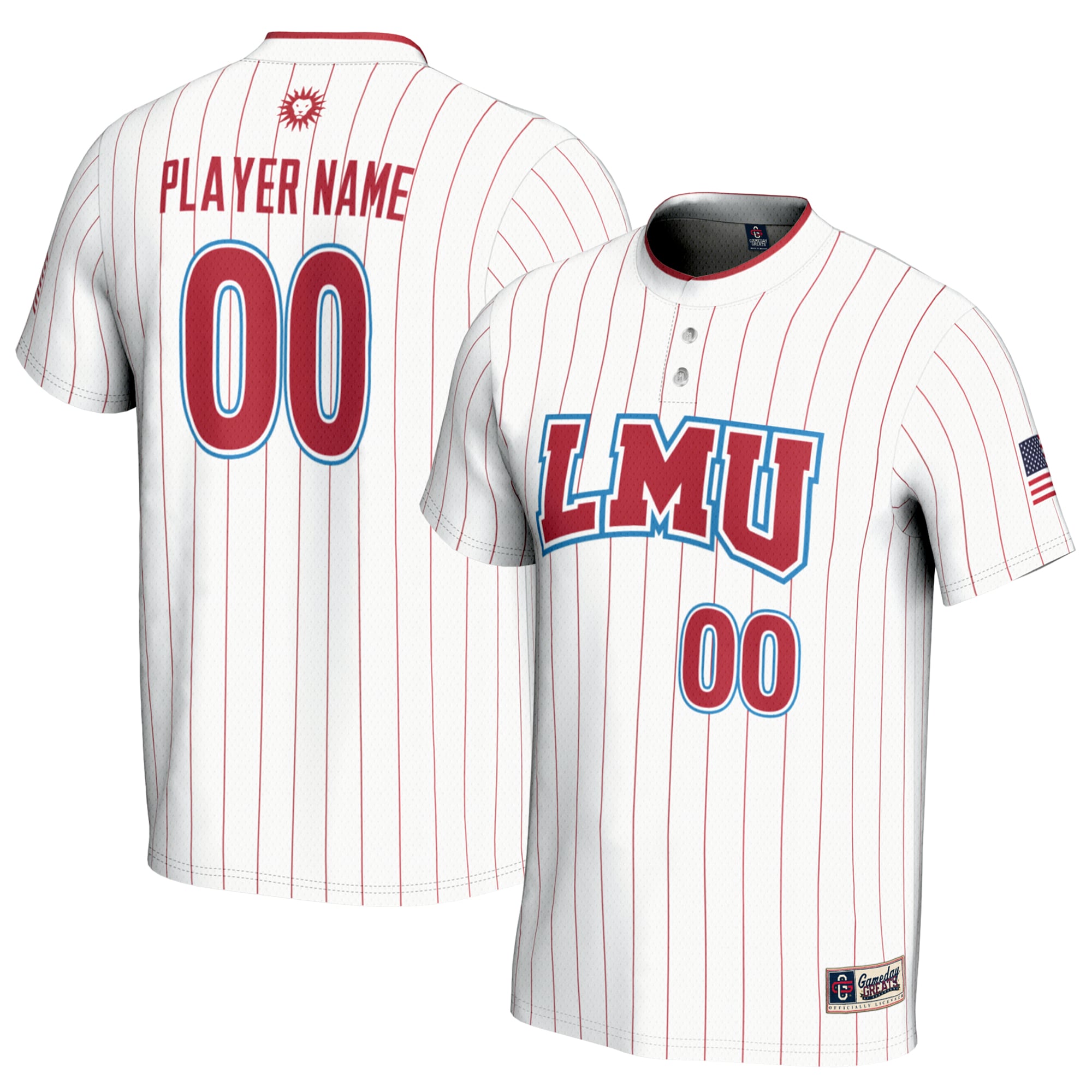 Loyola Marymount Lions Unisex Softball Lightweight Jersey White - front and back view