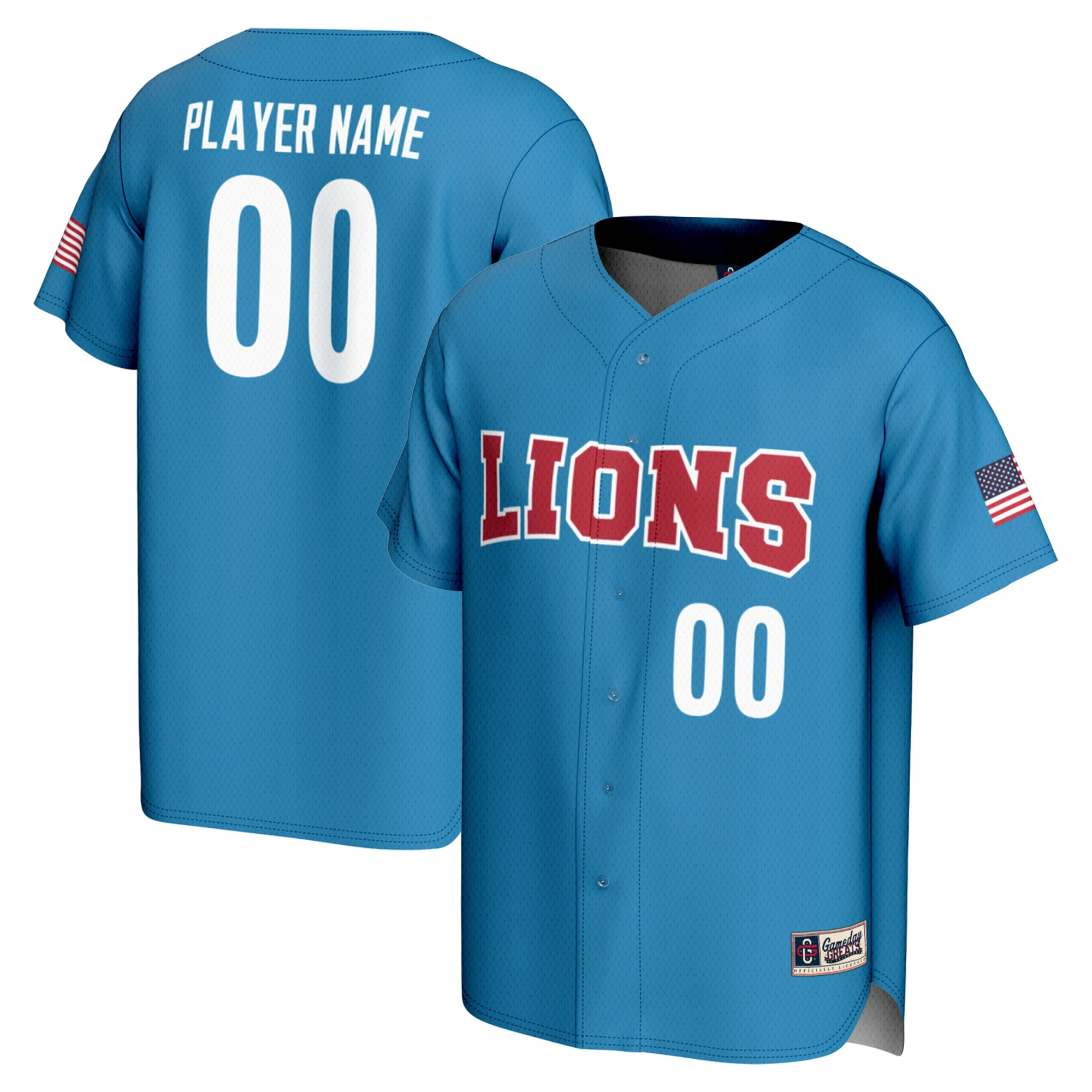 Loyola Marymount Lions Youth Lightweight Baseball Jersey Blue - front and back view