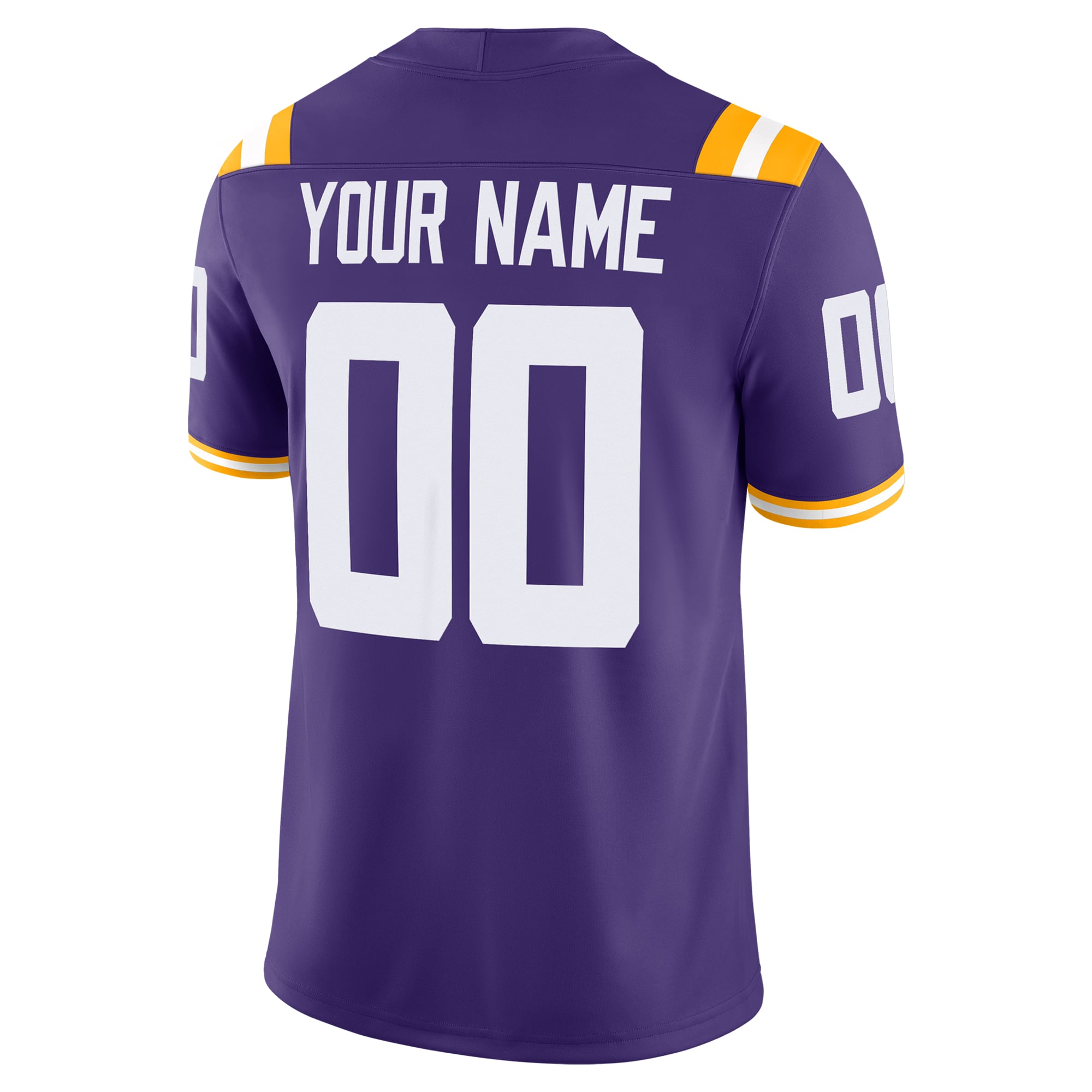 LSU Tigers Custom Football Jersey Purple - back view