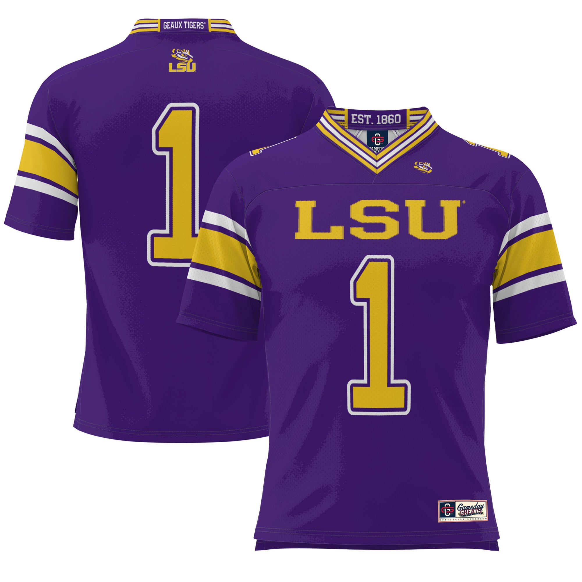 #1 LSU Tigers Endzone Football Jersey Purple - front view