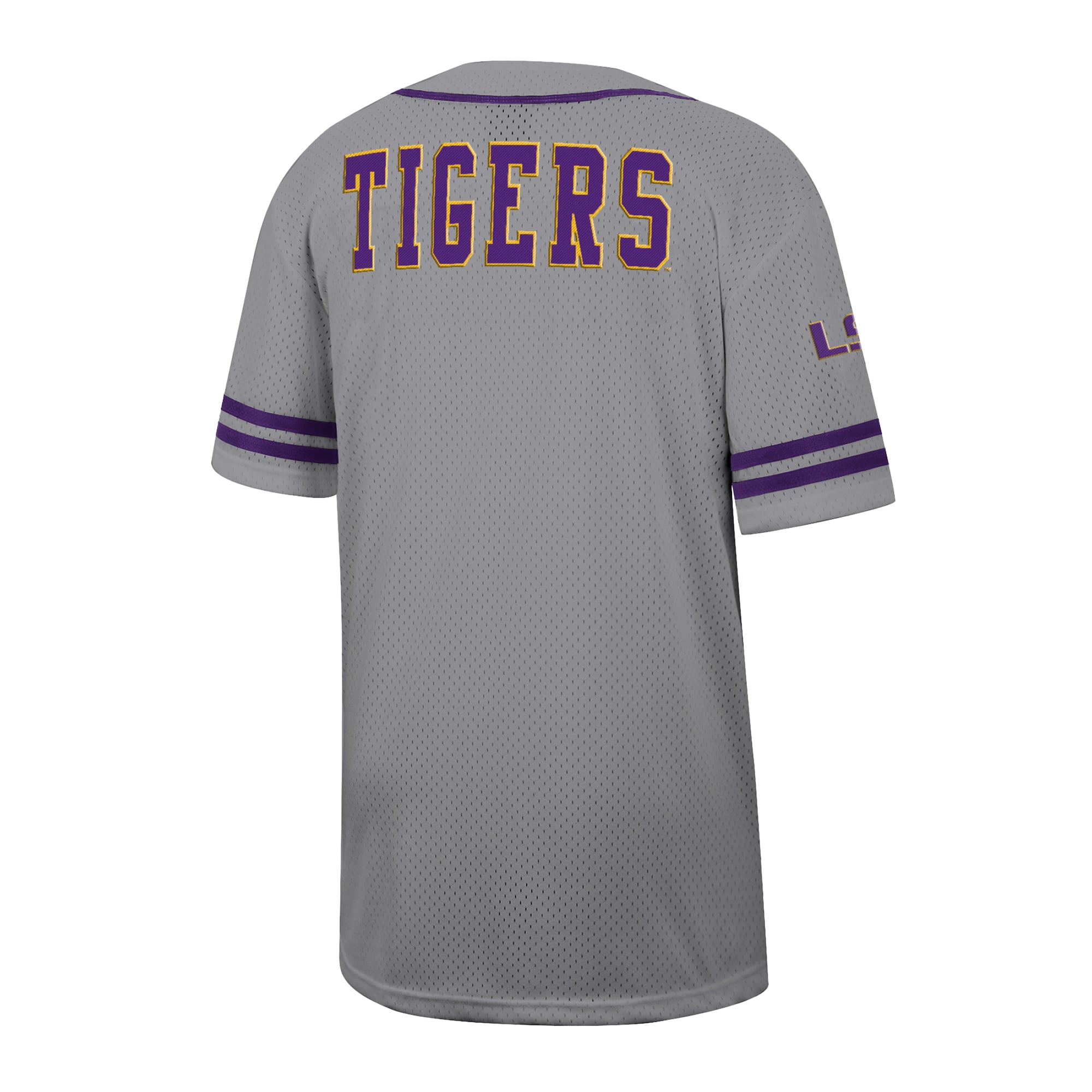 LSU Tigers Free Spirited Baseball Jersey Gray - back view