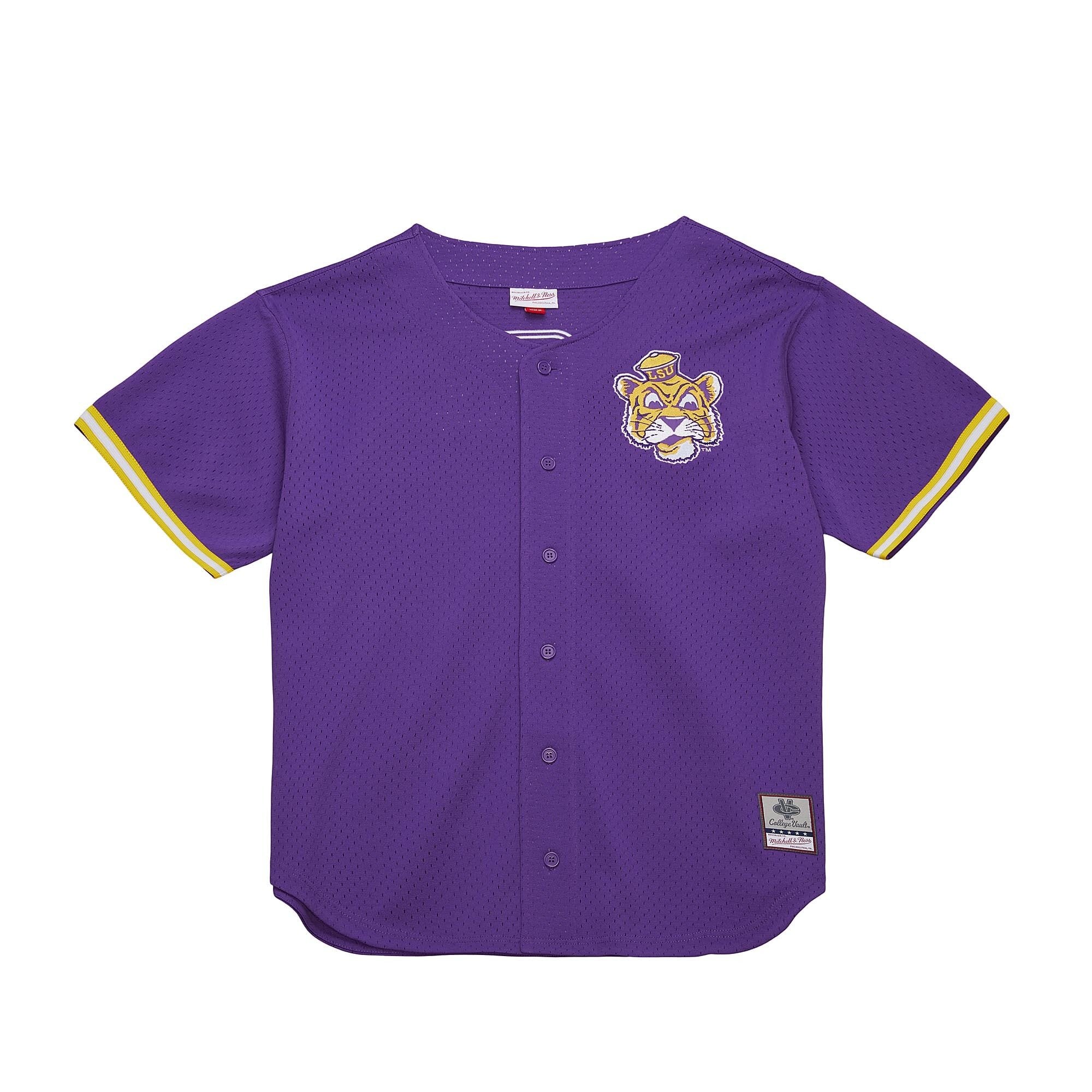 LSU Tigers Game Time Vintage Mesh Button Front Top Purple - front view