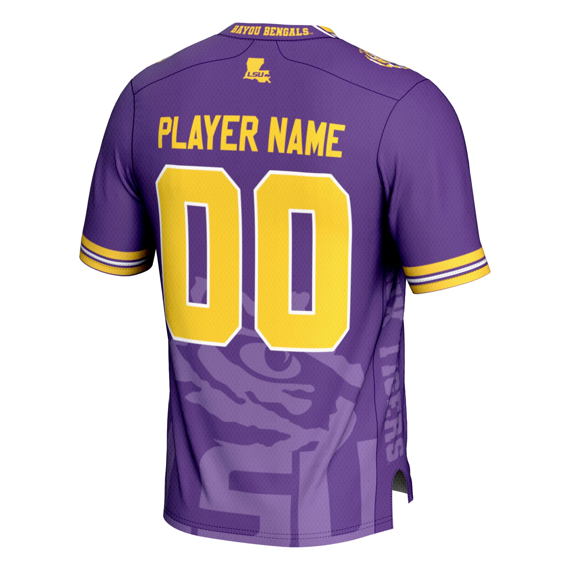 LSU Tigers Icon Print Football Jersey Purple - back view