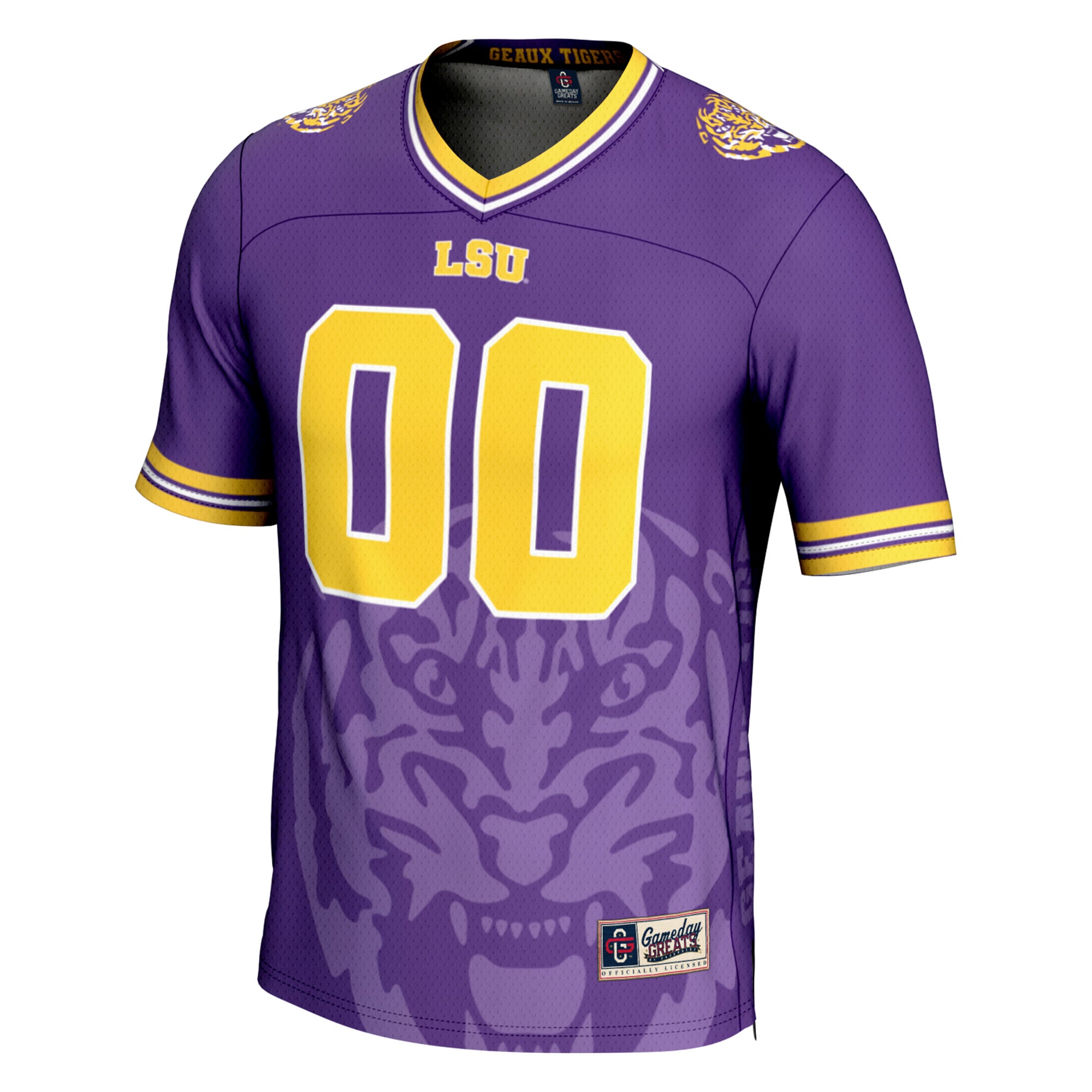 LSU Tigers Icon Print Football Jersey Purple - front view