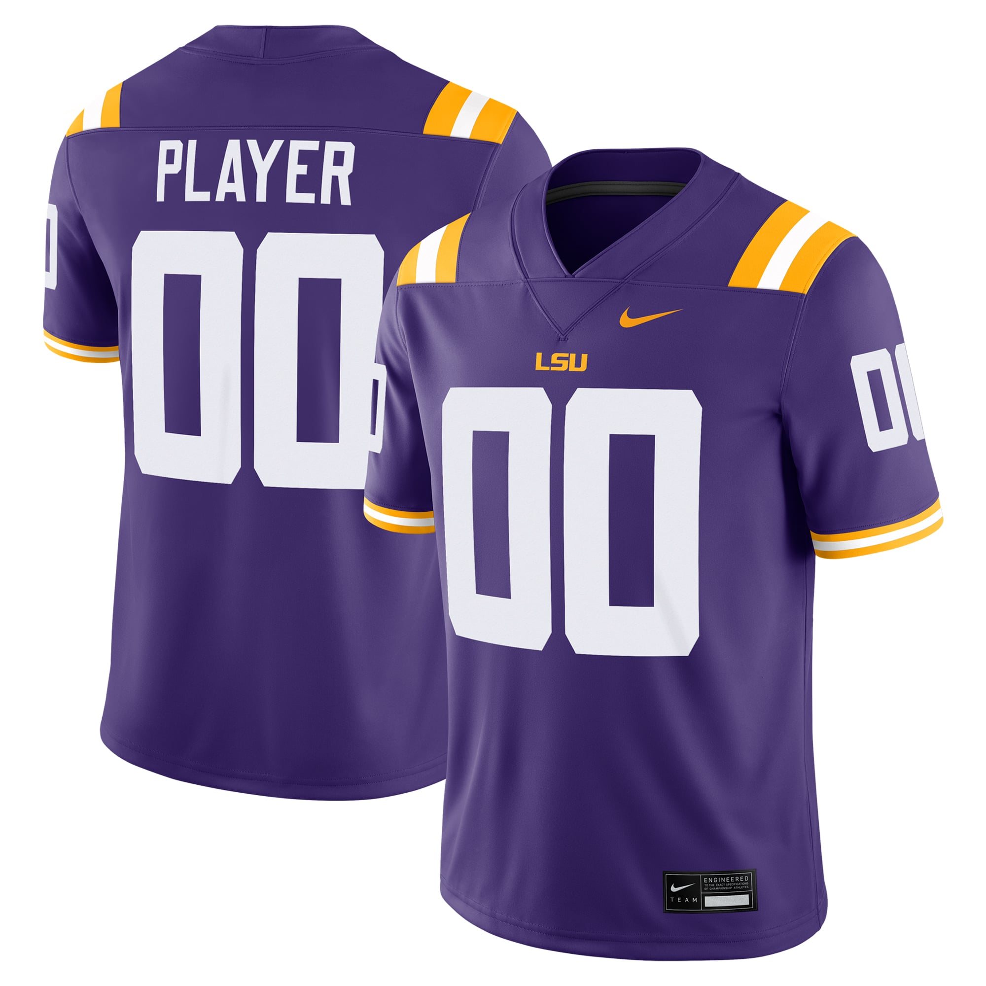 LSU Tigers Jersey Purple - front and back view