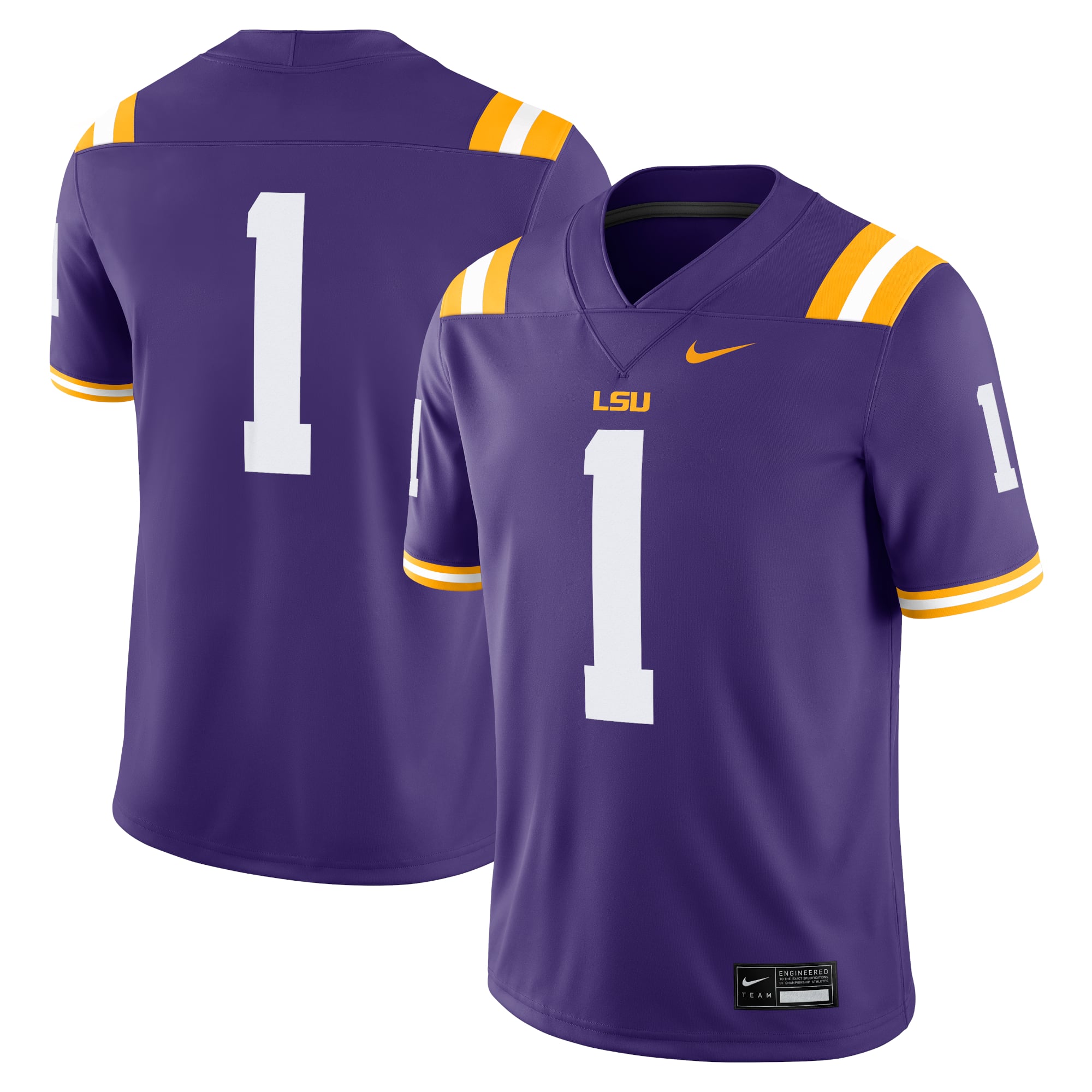 #1 LSU Tigers Jersey Purple - front and back view