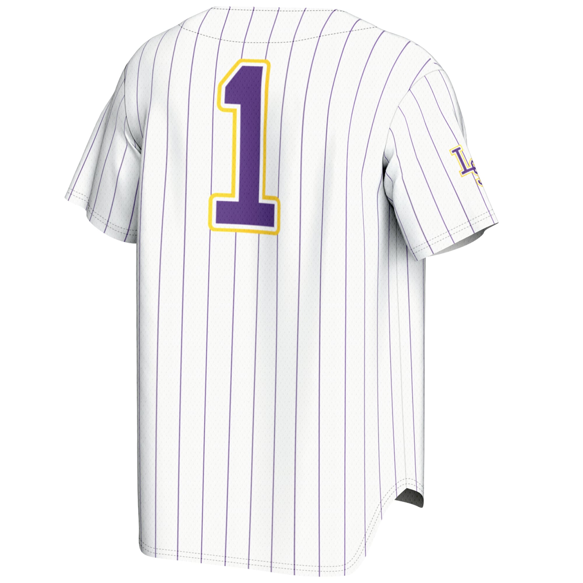 #1 LSU Tigers Lightweight Baseball Jersey White - back view