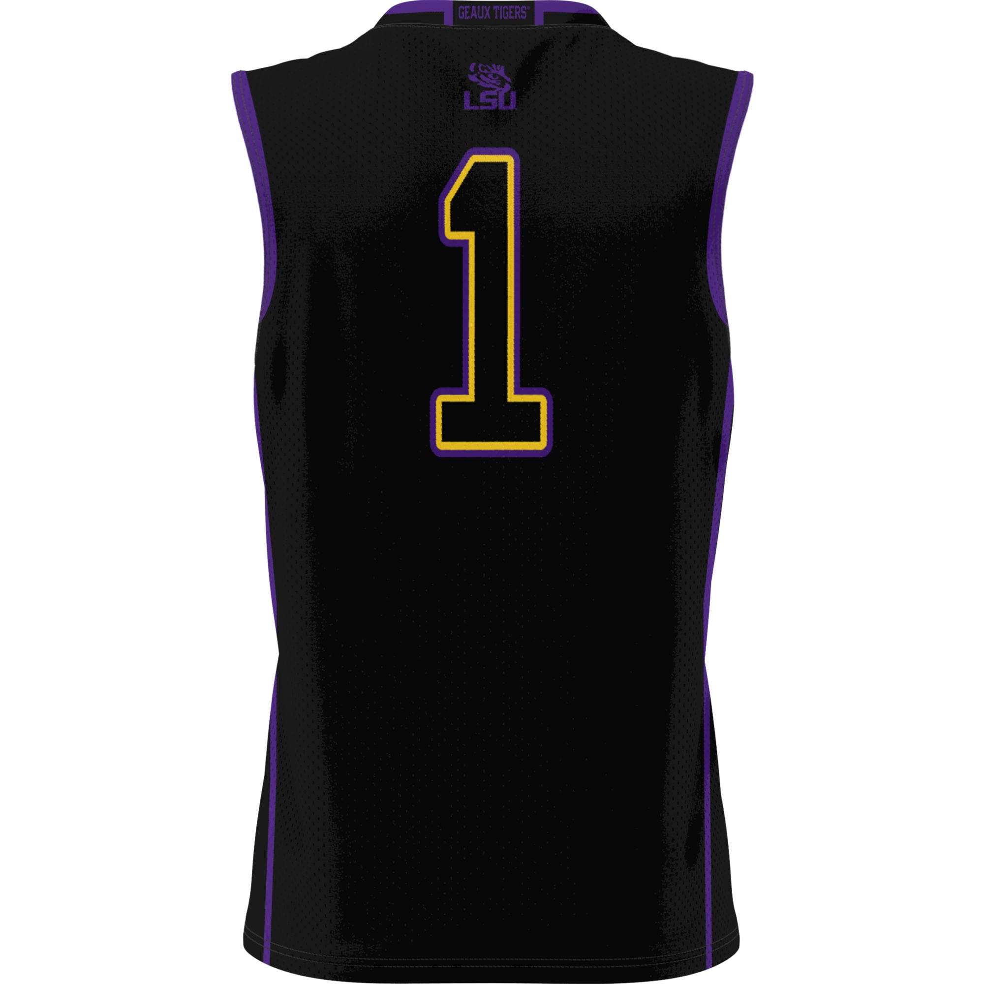 #1 LSU Tigers Lightweight Basketball Jersey Black - back view