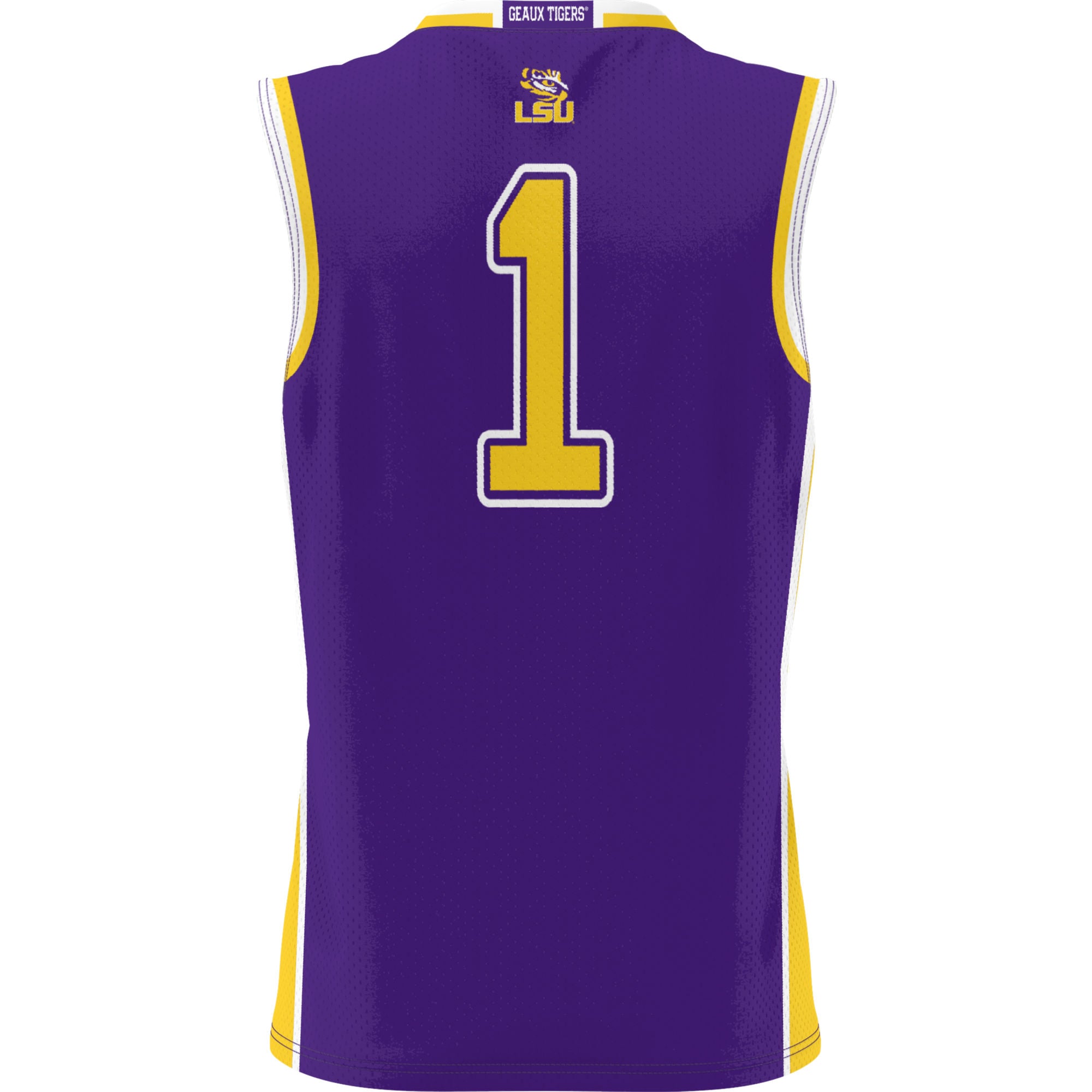 #1 LSU Tigers Youth Lightweight Basketball Jersey Purple - back view