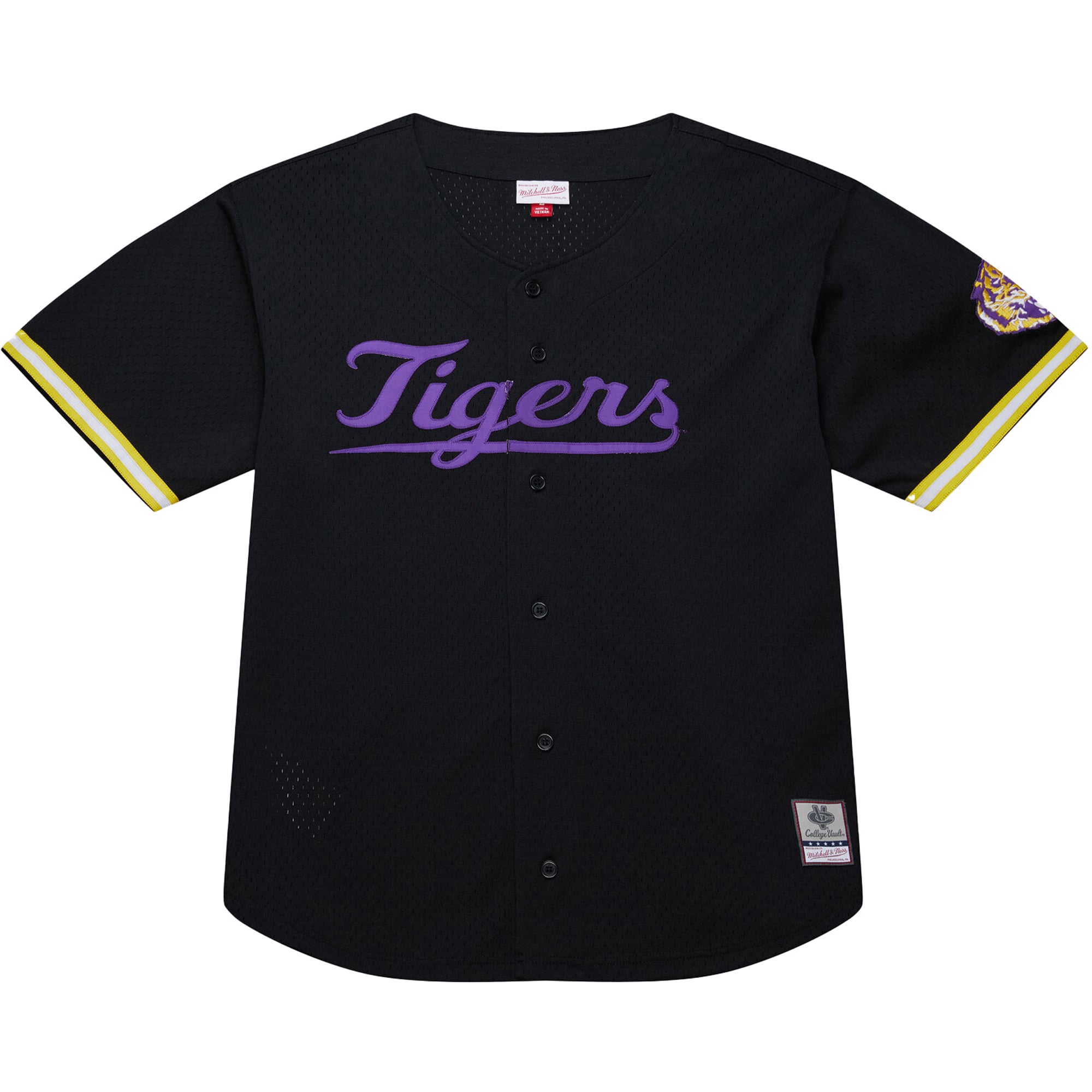 LSU Tigers On The Clock Full-Button Fashion Jersey Black - front view