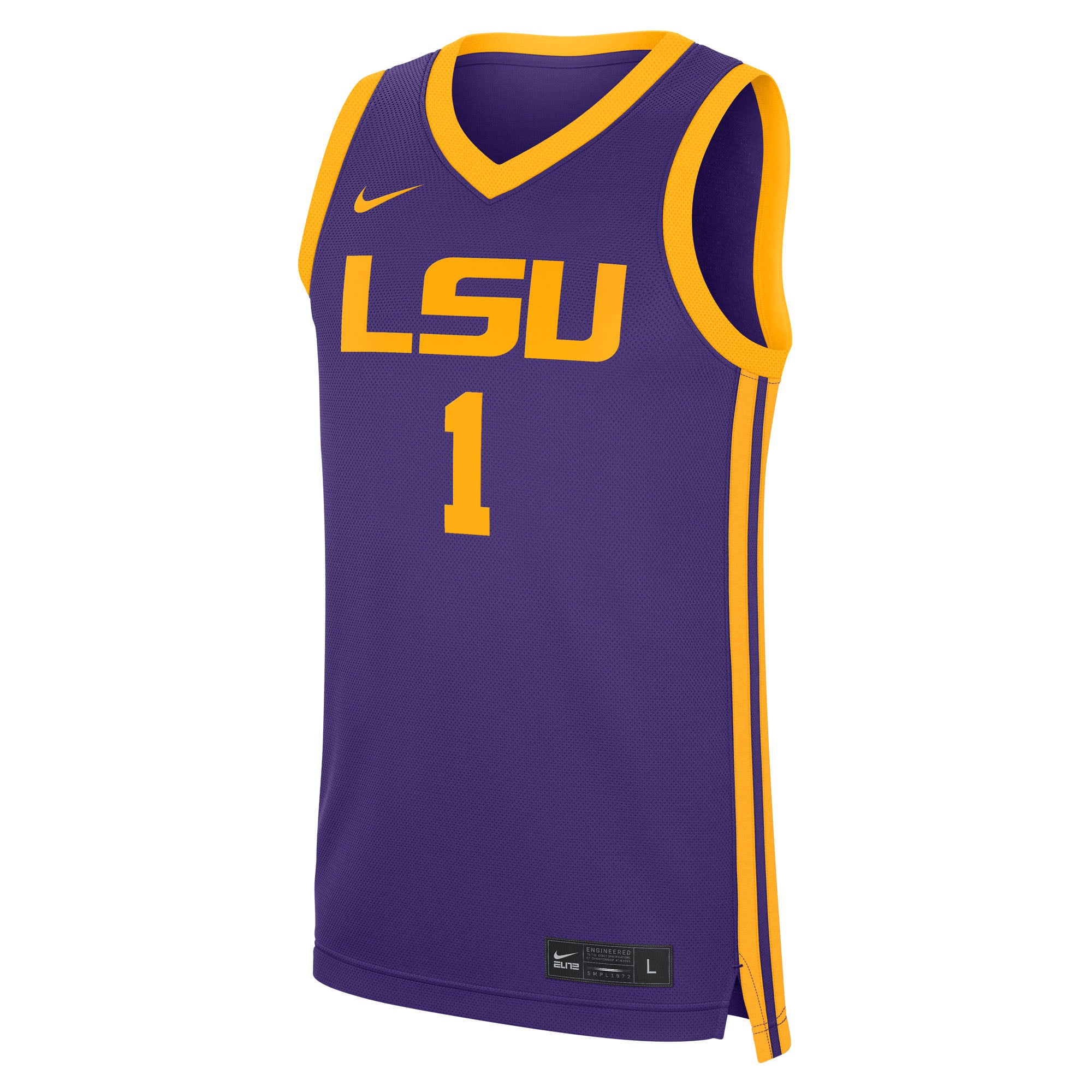 #1 LSU Tigers Road Jersey Purple - front view