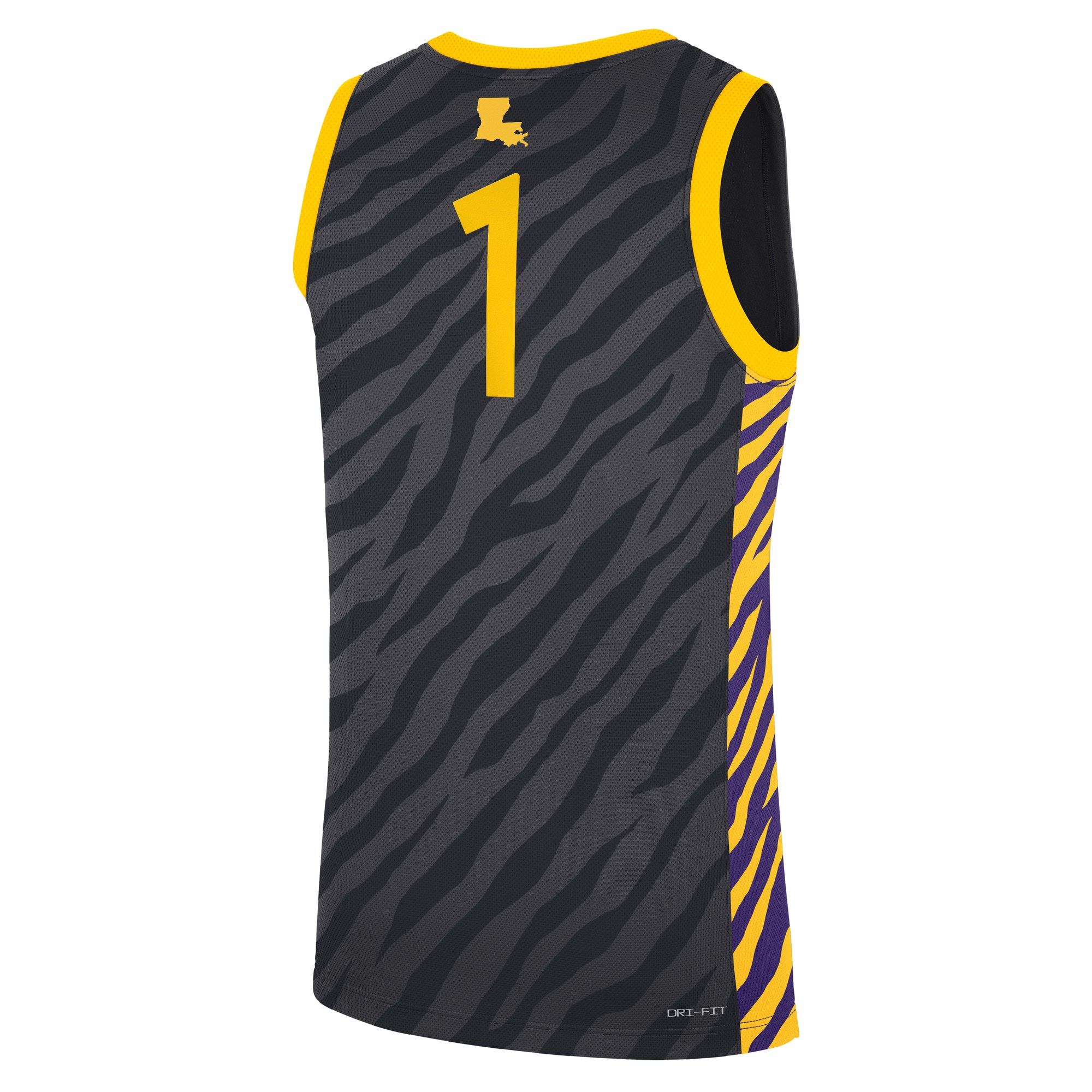 #1 LSU Tigers Unisex Basketball Jersey Anthracite - back view
