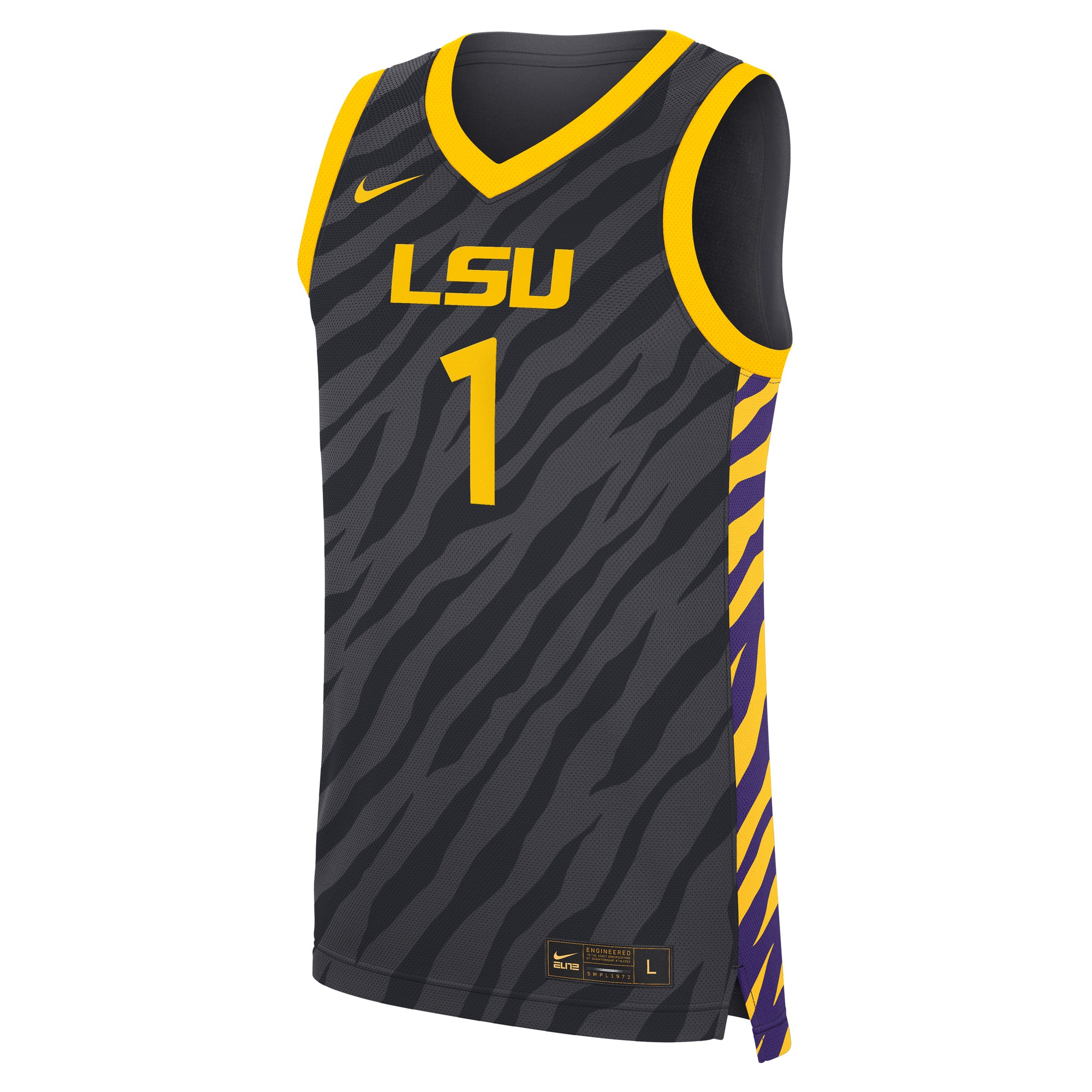 #1 LSU Tigers Unisex Basketball Jersey Anthracite - front view