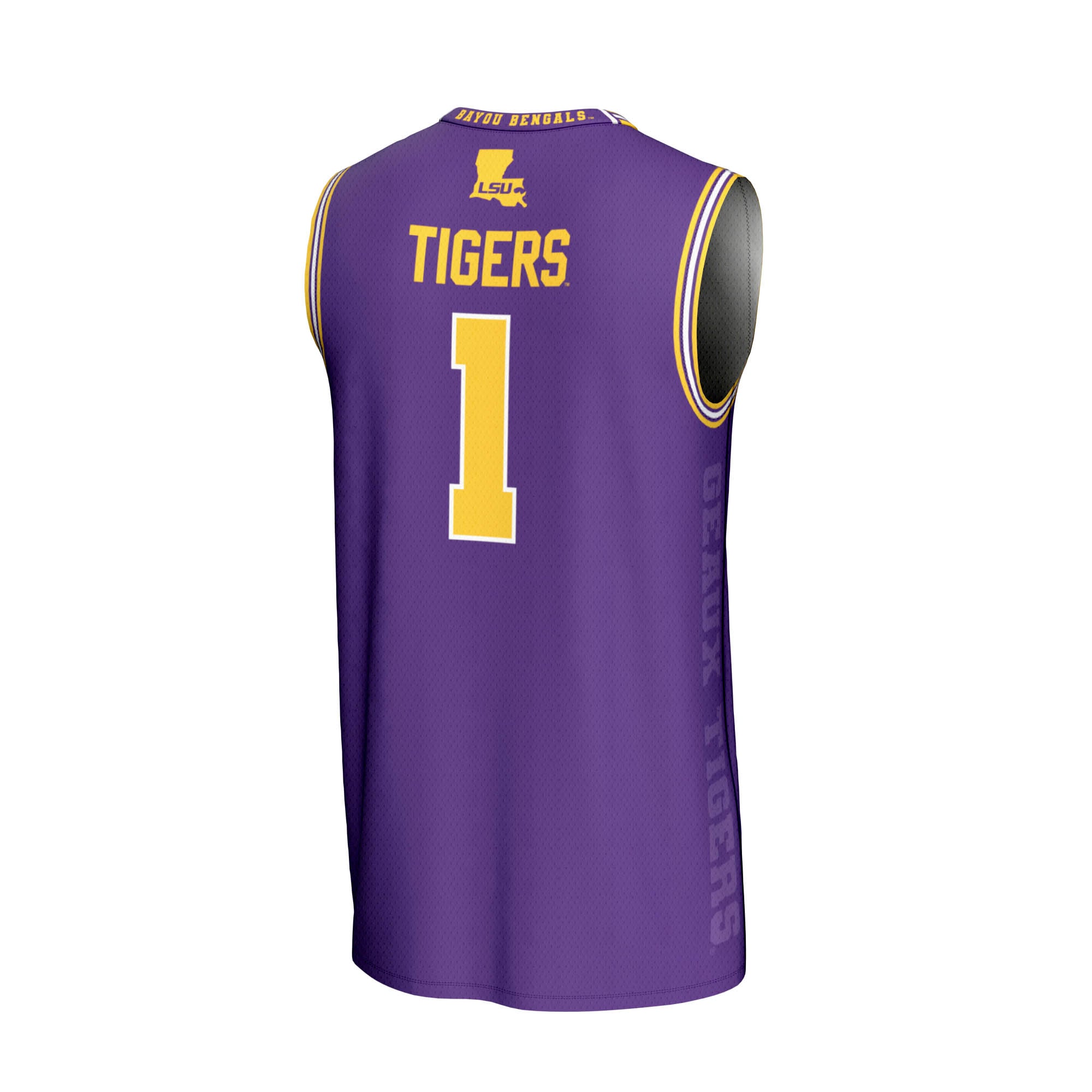 #1 LSU Tigers Unisex Lightweight Icon Print Basketball Jersey Purple - back view