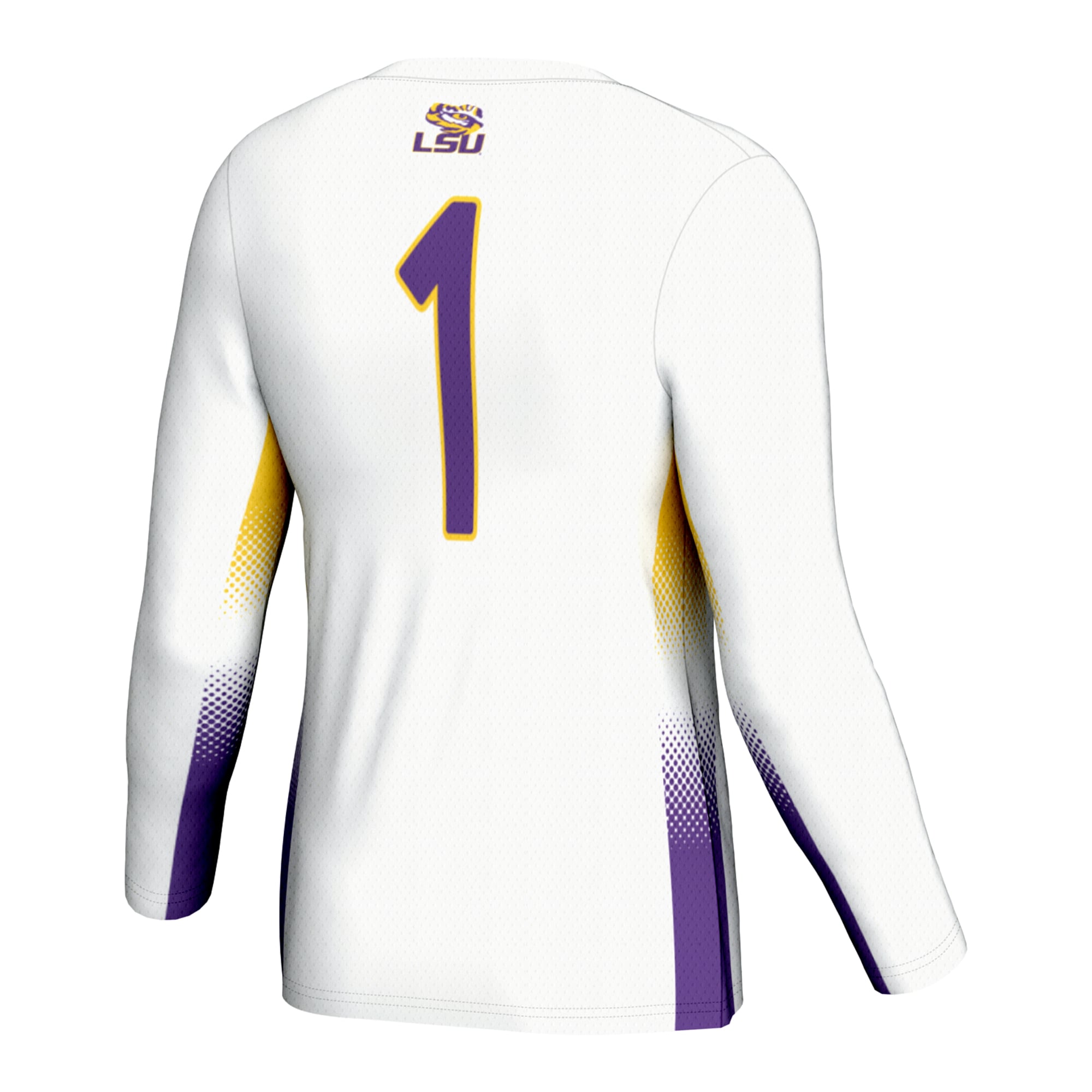 #1 LSU Tigers Unisex Lightweight Volleyball Jersey White - back view