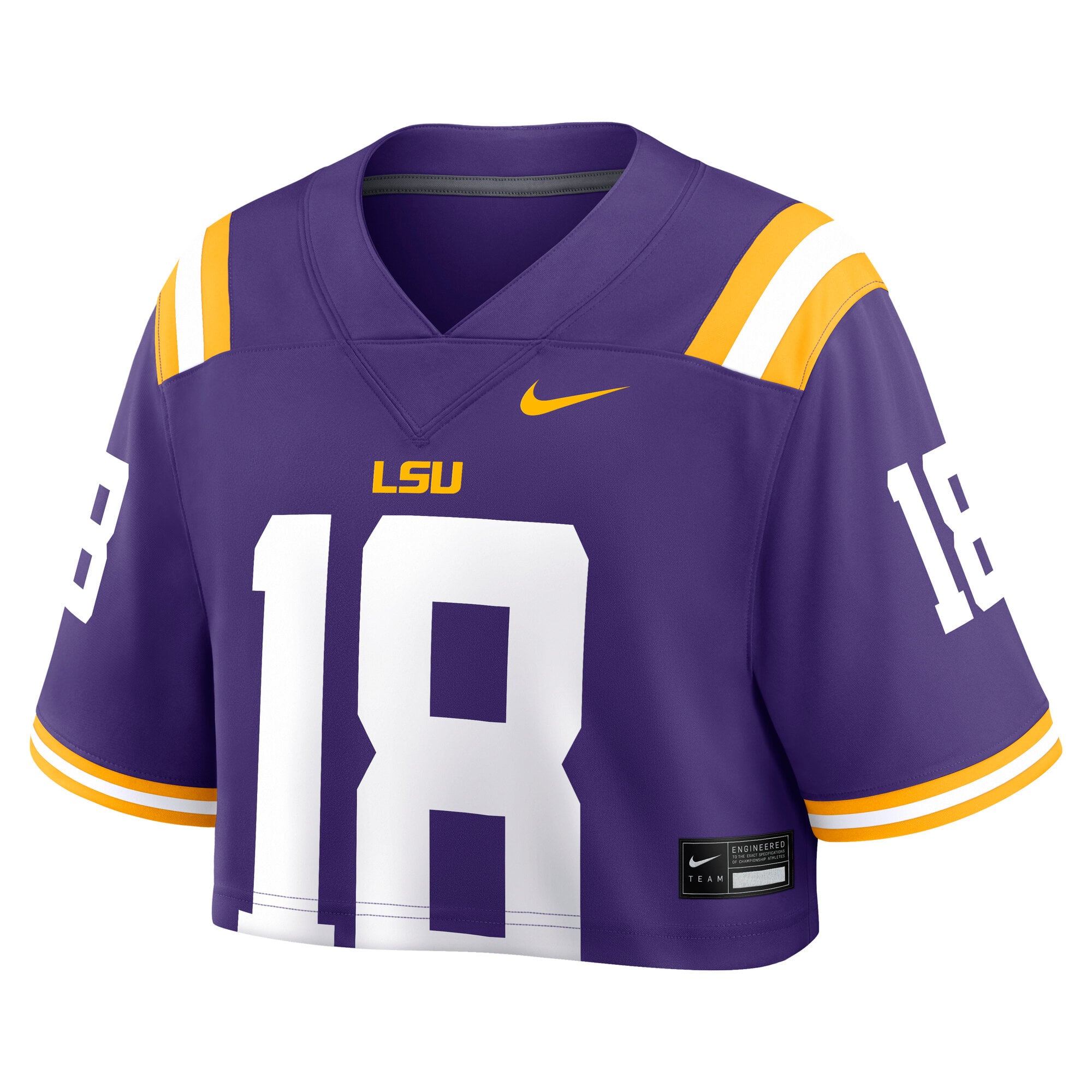 LSU Tigers Women's Crop Top Jersey Purple - front view