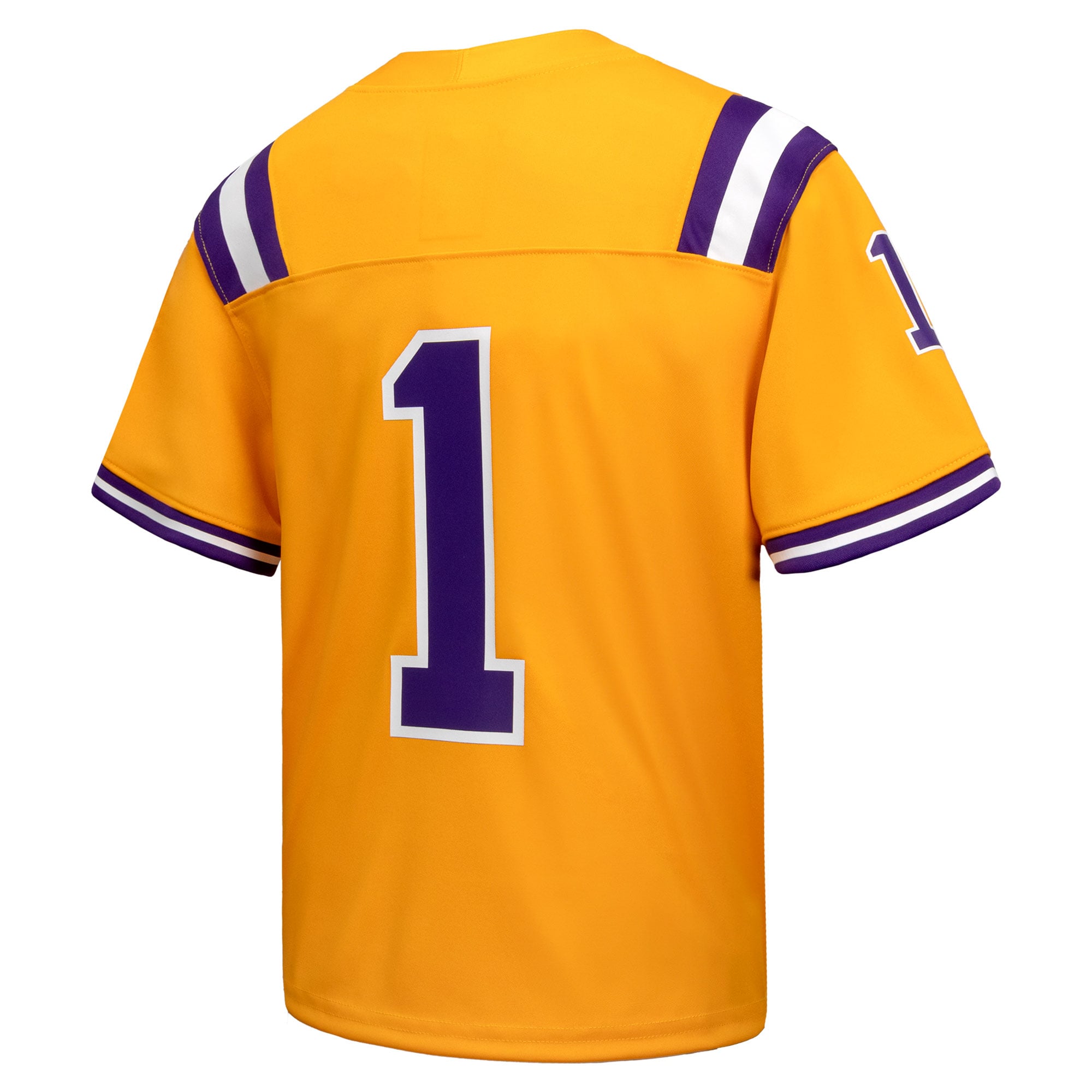 #1 LSU Tigers Youth Alternate Jersey Gold - back view