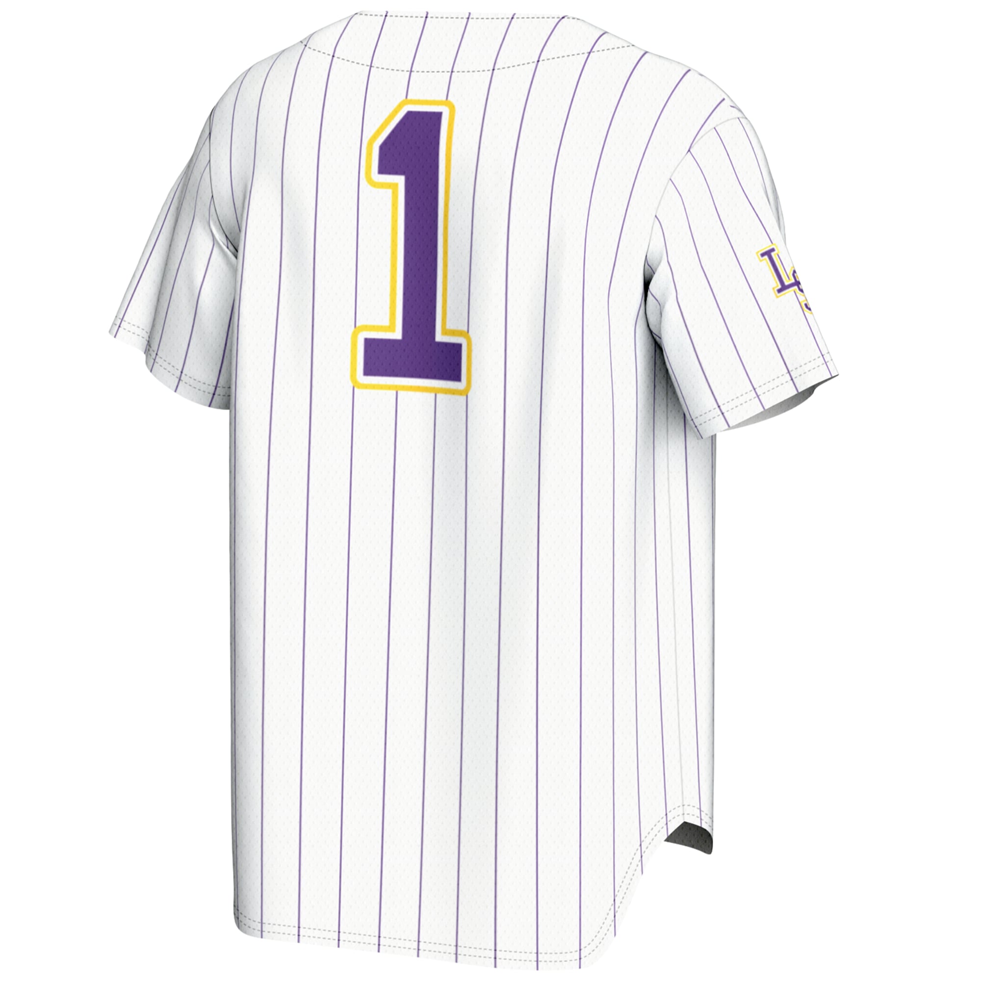 #1 LSU Tigers Youth Lightweight Baseball Jersey White - back view